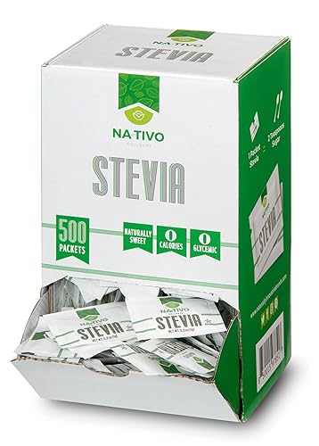 Nativo - Paquetes de Stevia y Eritritritol 18 - Granular - Sustituto del azúcar - Sin OMG - 0 glucémicos - Apto para keto y paleo - 500 paquetes x Nativo - Paquetes de Stevia y Eritritritol 18 - Granular - Sustituto del azúcar - Sin OMG - 0 glucémicos - Apto para keto y paleo - 500 paquetes x