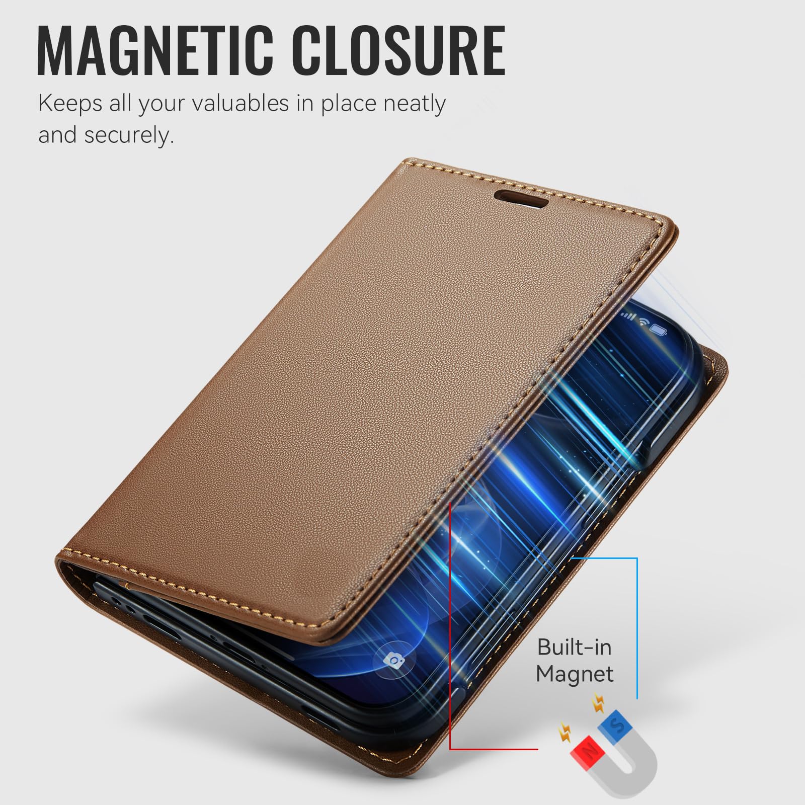 Portfel etui do iPhone Duo, zamknięcie magnetyczne, składany stojak