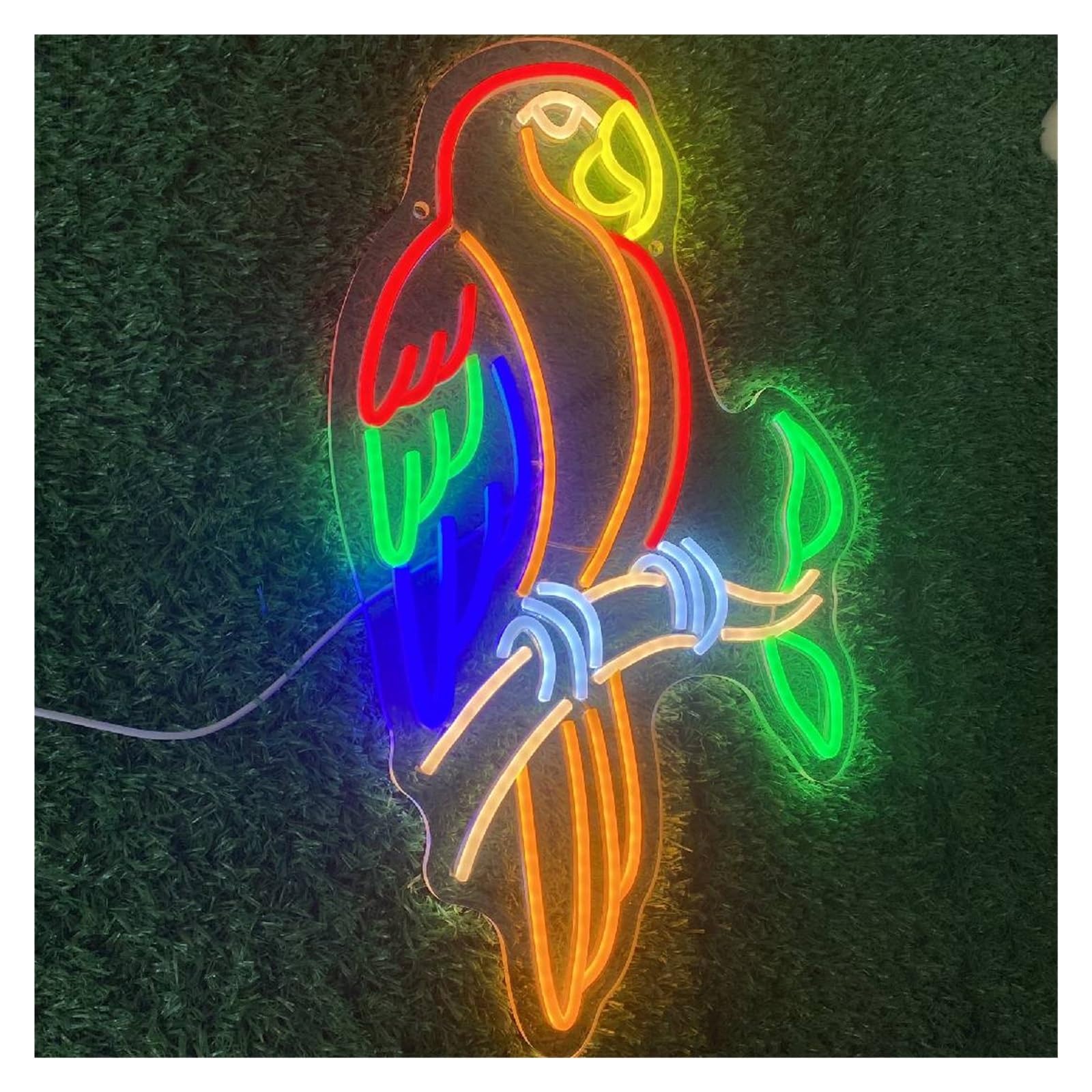 RONGCH Hanging Art Neon Signs Parrot Bird Neon Lights Adjustable Brightness for Shop Bars Poolside Patios and Tropical-Themed Home Wall Decor 33cmx53cm