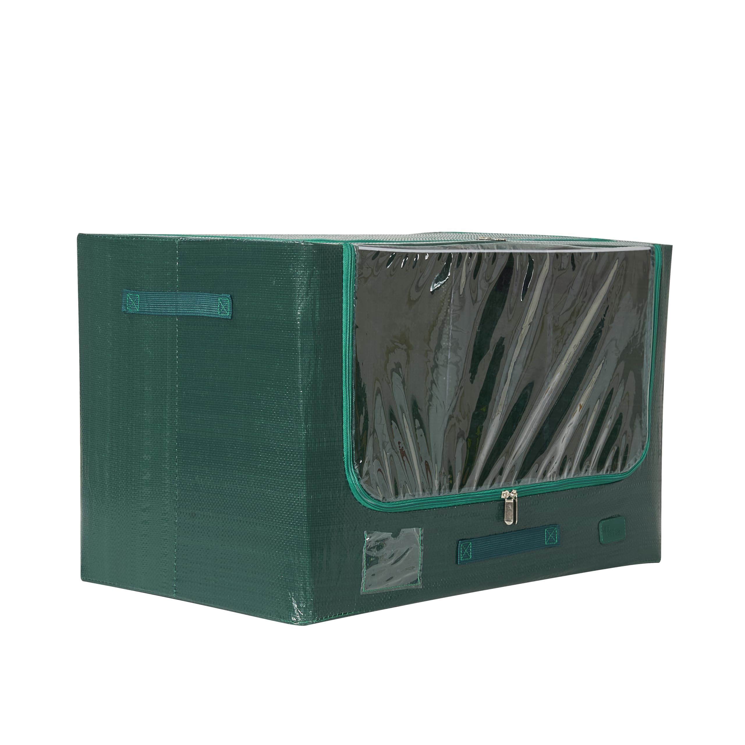 Periea 'Eden' Heavy Duty Tarp Jumbo Storage Boxes – Tough, Durable, Water-Resistant, Folding & Stackable with Strong Steel Frame for Home & Garage (Green)