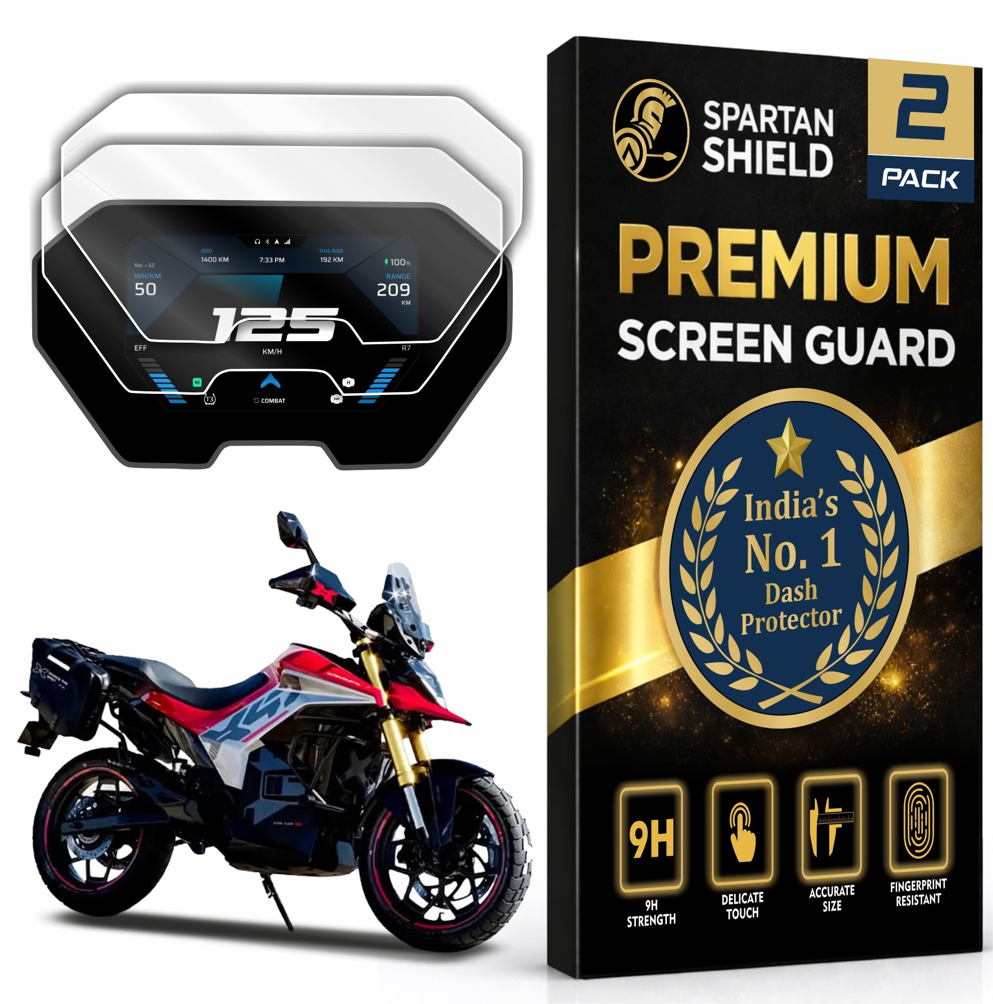 Spartan Shield [2 PACK] Digital Meter Screen Guard For ULTRAVIOLETTE X47 / X-47 Desert Wing / F77 SUPERSTREET / F-77 MACH 2 Bike 2026+ || 9H TFT Instrument Cluster Protector || Anti Scratch | HD Clarity | Water Resistant || 9H Display Speedometer Console Accessory For Ultraviolet UV F 77 2025 [Not Tempered Glass]-image-33