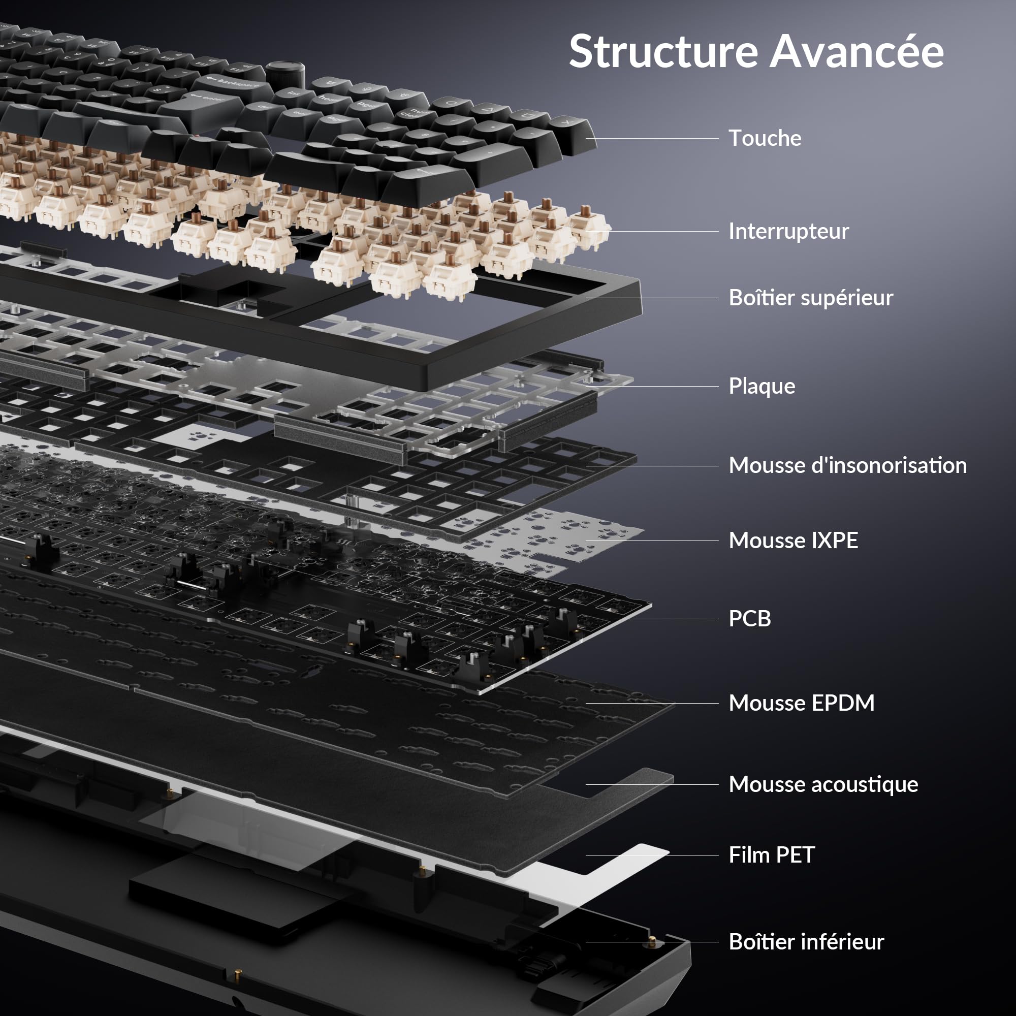Keychron V6 Ultra 8K Clavier Mécanique sans Fil, 100% ISO-FR Layout, 8000 Hz, 2,4 GHz/Bluetooth 5.3/Filaire, RGB, ZMK/Launcher, Clavier AZERTY pour Windows et macOS, Interrupteur Silk Pom Marron