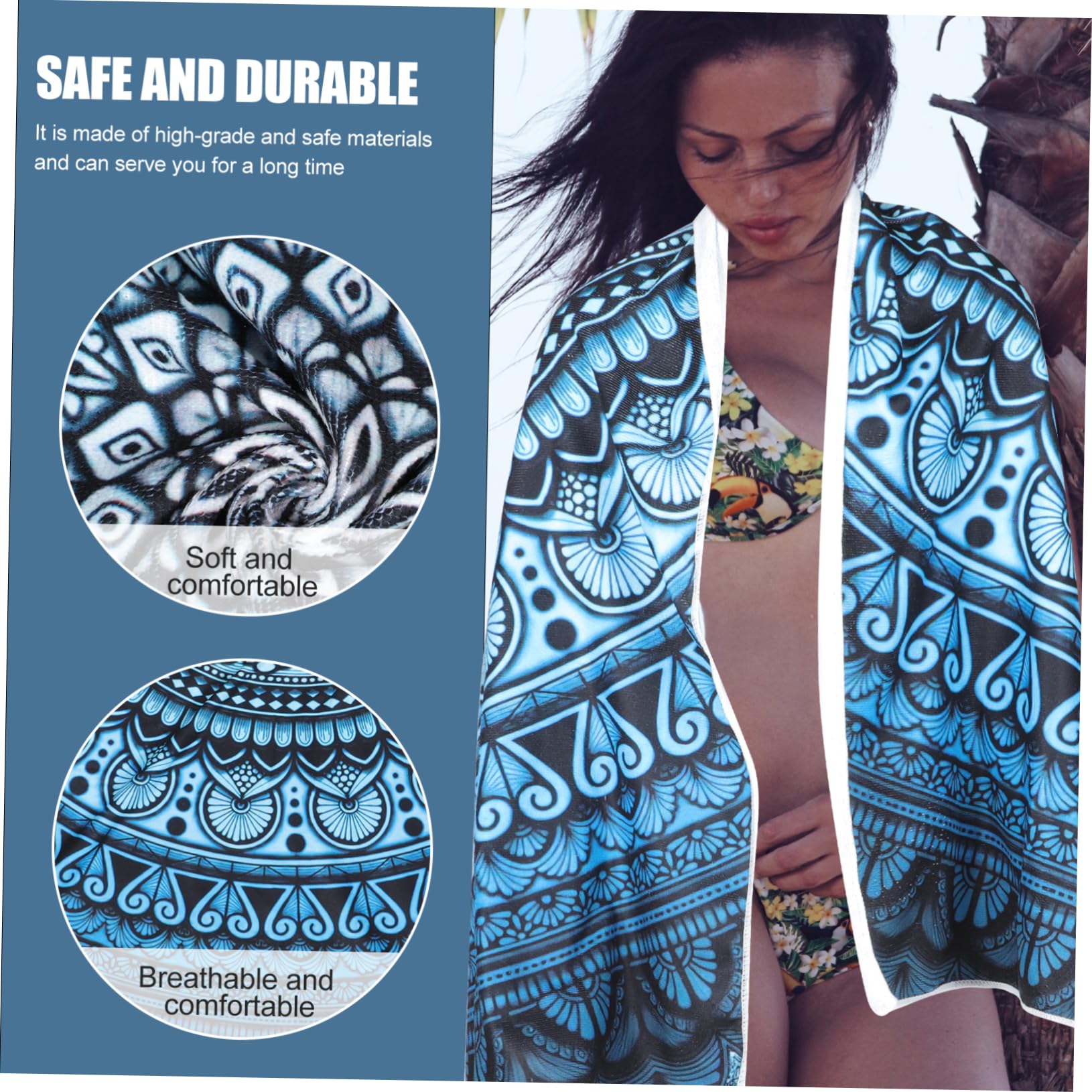 Cabilock 2 Pièces Serviette De Plage Essuie-Tout Sable Serviettes De Plage Les Serviettes Serviette De Bain De Bain Tapis De Pique- Chaise De e Blue Fibre Superfine