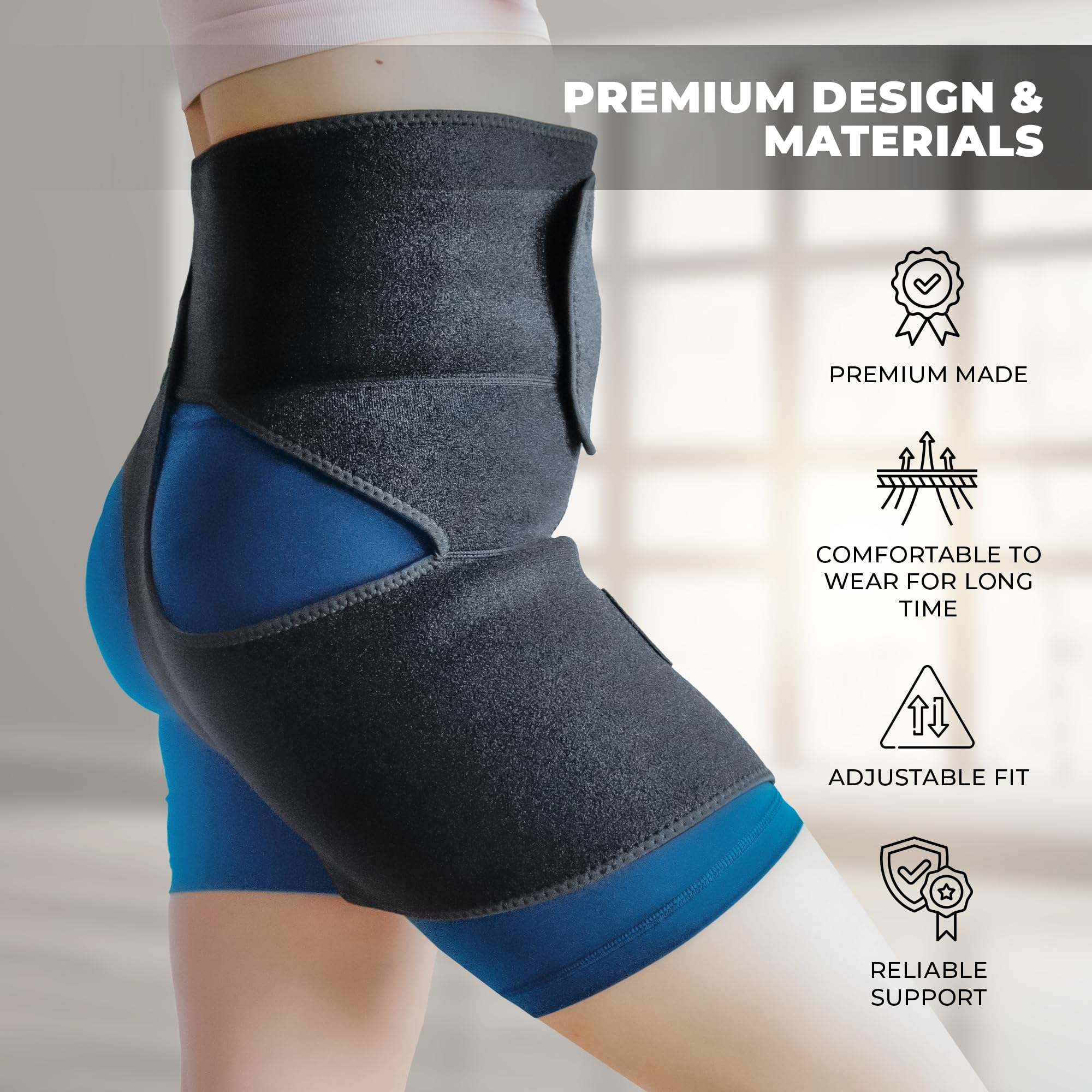 Astorn Hip Brace for Sciatica Pain Relief - Adjustable Groin Compression Wrap Support for Thigh, Hamstring,Arthritis,Bursitis and Injuries-Sciatic Nerve Brace for Men&Women for Right Leg-Small/Medium