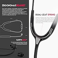 Vista 5 de MDF Instruments, Estetoscopio Ligero Acoustica para Médicos, Enfermeras, Estudiantes, Uso de Salud en el Hogar, Adulto, Cabeza Dual, Tubo Negro