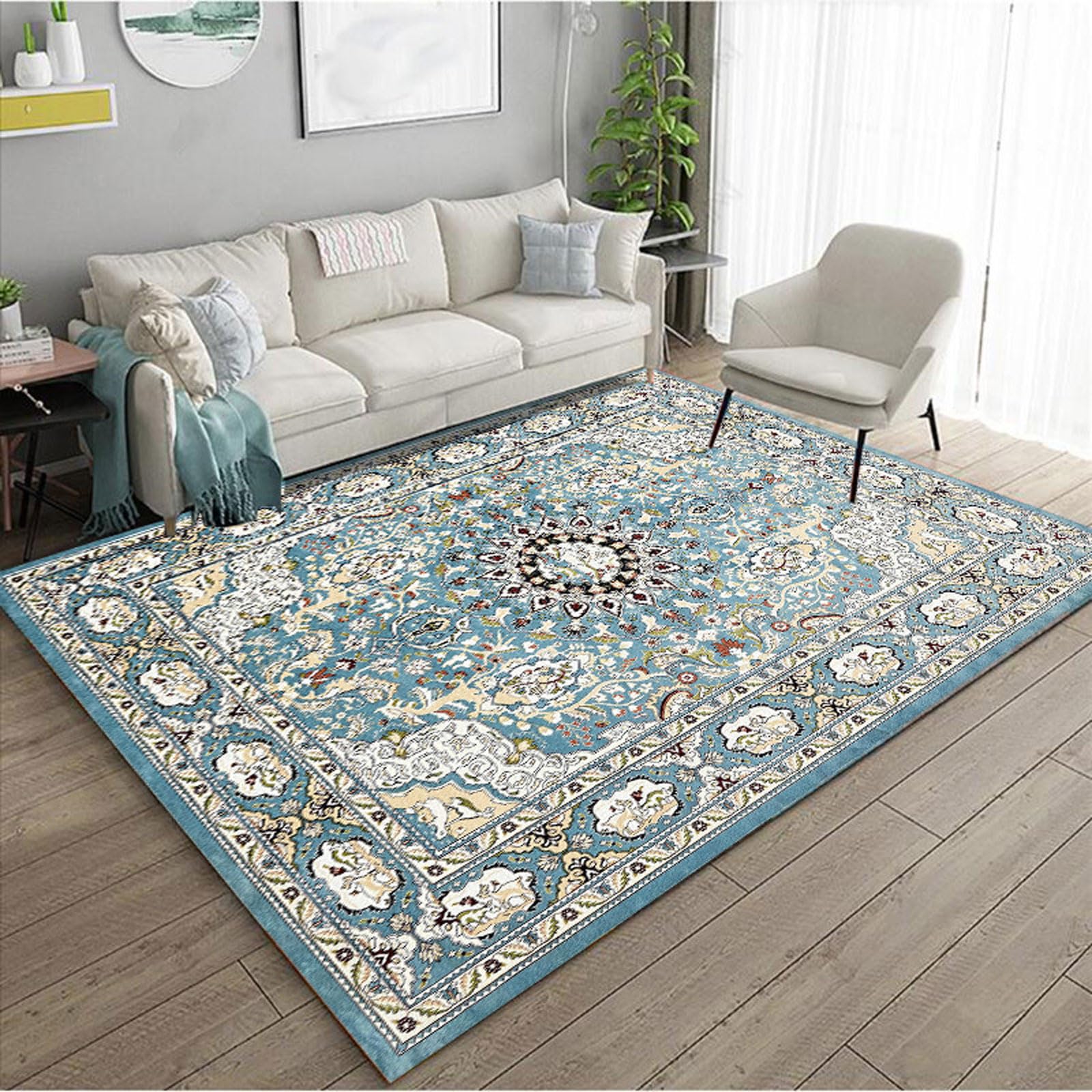 Alfombra Vintage de Patchwork Colorida para Sala de Estar Lavable y Extra Grande