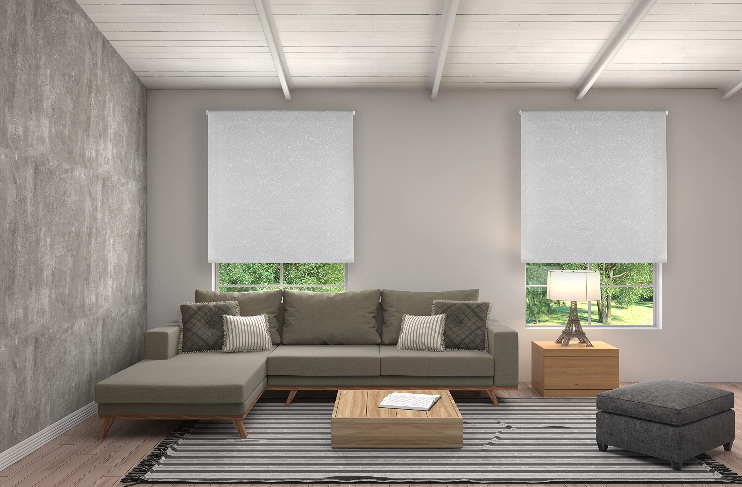 Estoralis Selene | Estor Enrollable Diseño Moderno | Translúcido Jacquard | Color Gris | 80 x 255 cm (Ancho/Alto) Tamaño Tela 77 x 250 cm | Estores para Ventanas y Puertas