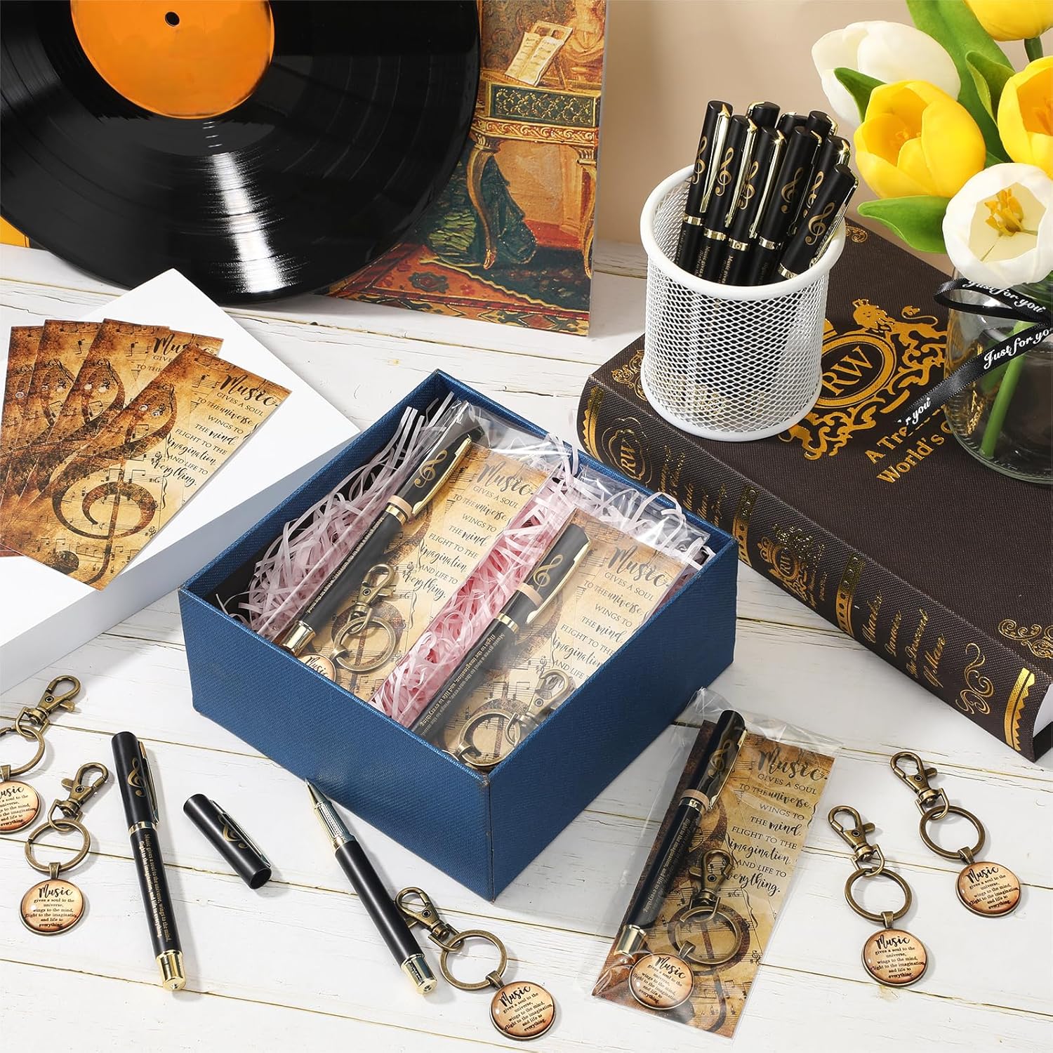 Spakon 60 Pcs Music Appreciation Gifts Bulk Inspirational Musical Pens Keychains and Bookmarks for Music Lovers Students Teachers Musicians Band Choir Party Supplies - Image 4