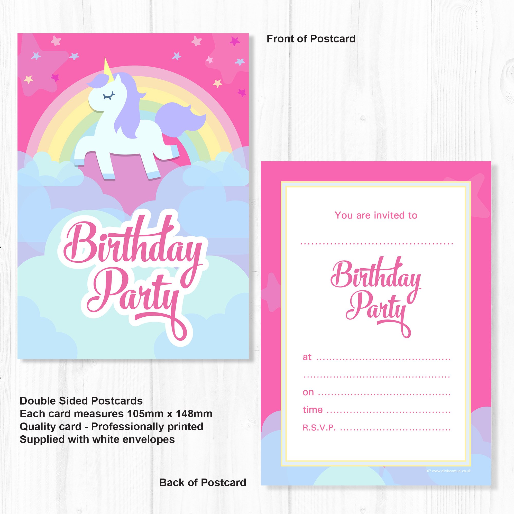 Biglietto Auguri 7° Compleanno Unicorno Funky | Carta Lucida A5 Con Busta Per Olivia Samuel - 4
