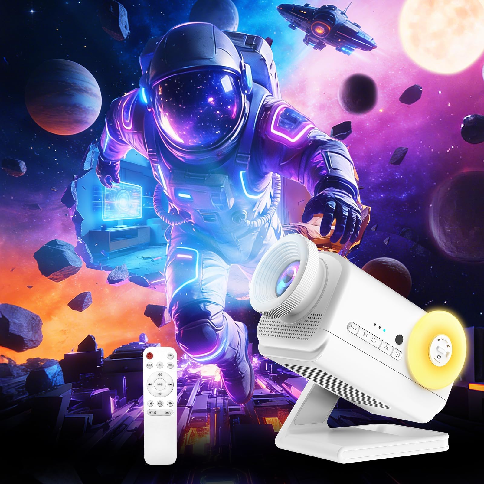 Proiettore di stelle 3D con oltre 60 motivi spaziali HD, Bluetooth, telecomando e timer – Luce notturna per camera da letto, camera dei bambini, regalo per adulti e bambini