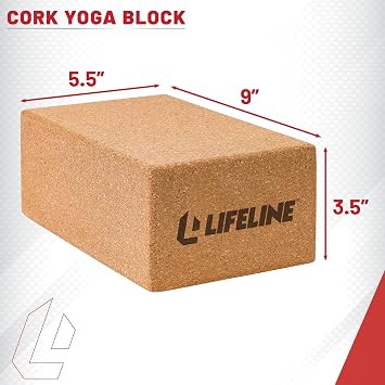 Lifeline Fitness Cork Yoga Block - Sustainable Home Gym Workout Equipment for Yoga, Pilates and General Fitness