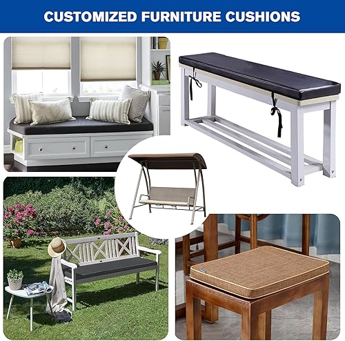 Miniatura 8 de Cojín de banco de tamaño personalizado y cojines para muebles de patio, cojines de asiento de cocina, cojín de asiento impermeable con parte