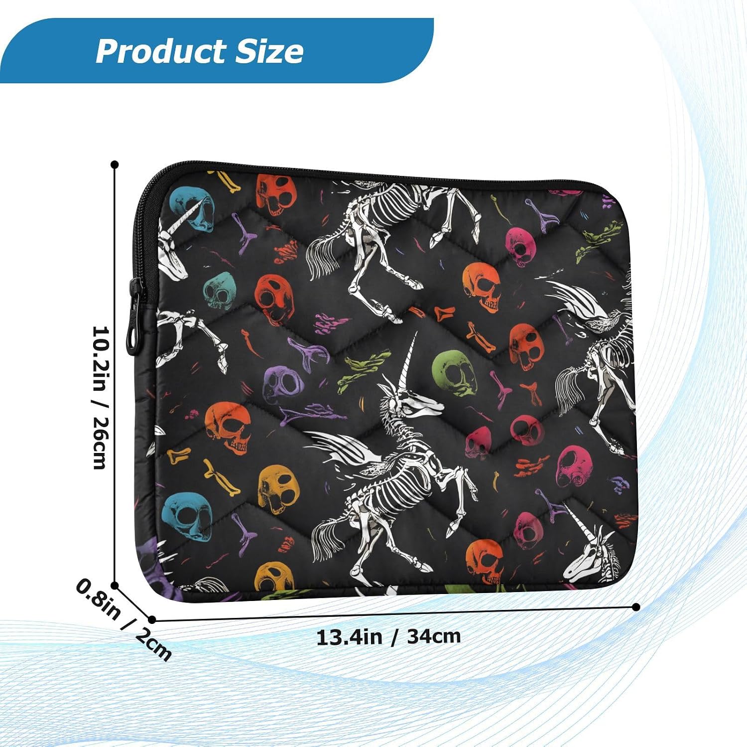 ALAZA Skeleton Pattern Colorful Red Laptop Sleeve Case 13 inch, 13.3 in, Computer Cases for Pad Tablet, Waterproof Briefcase Bag image 3