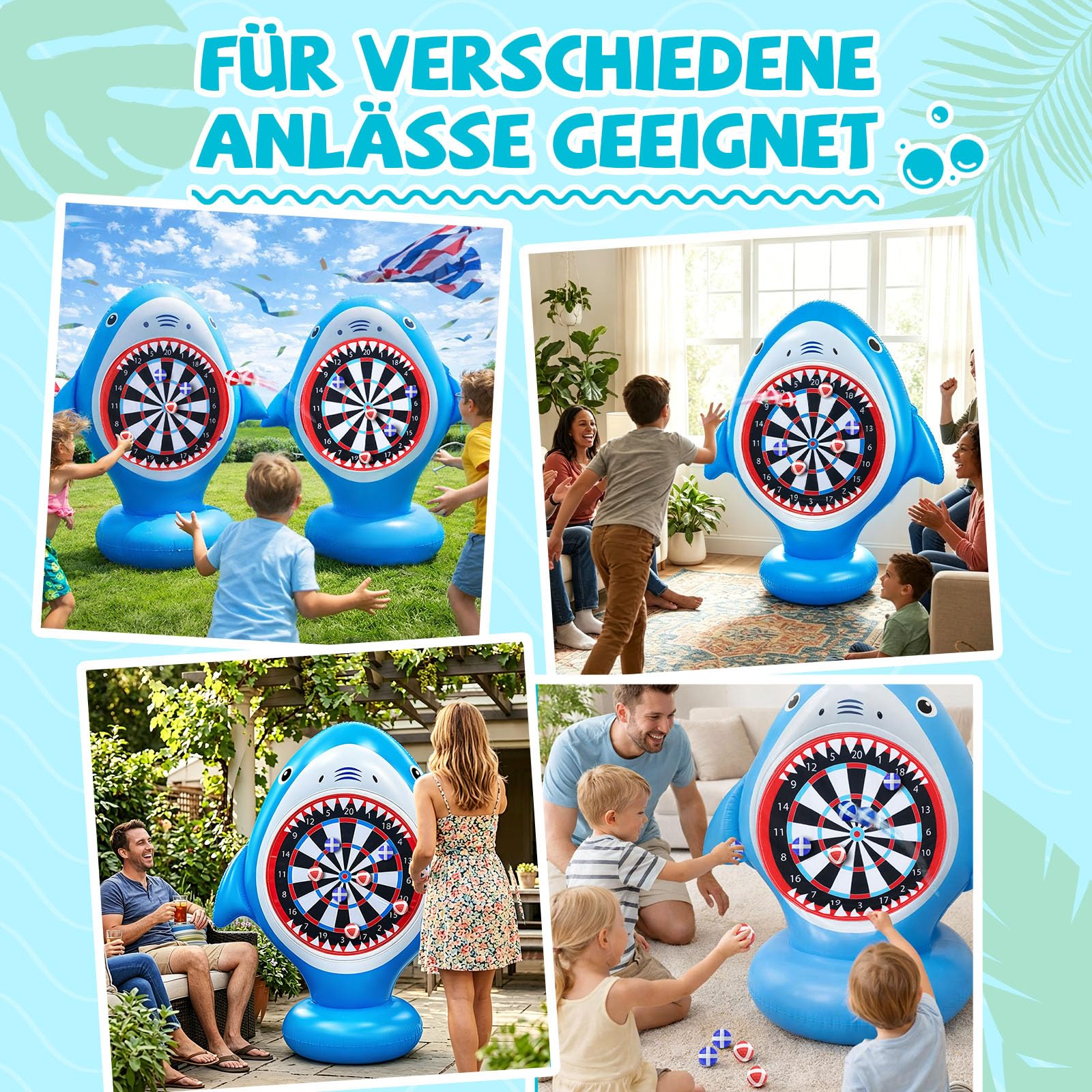 Aufblasbare Dartscheibe für Pool, Wurfspiel mit 10 Klettbällen, Wasserspielzeug für Kinder Erwachsene, Pool Spielzeug Outdoor Indoor Party Spiel Garten Strand Sommer (Ohne Beleuchtung)