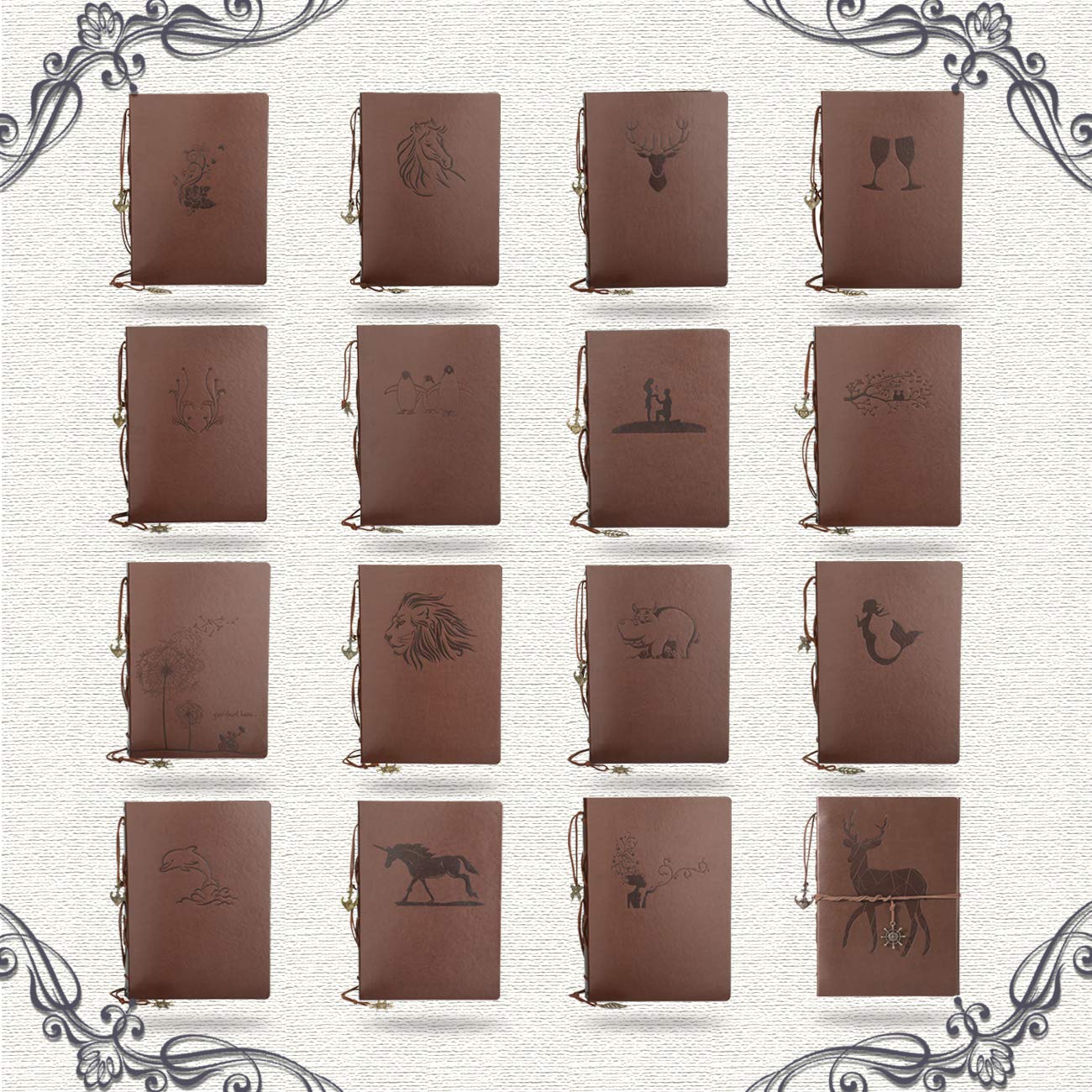 AIOR Album do scrapbookingu, skórzany, w stylu vintage, do uzupełniania, z czarnymi stronami, książka pamiątkowa, na Boże Narodzenie, Święto Dziękczynienia, prezent urodzinowy, na rocznicę ślubu, księżyc i jeleń