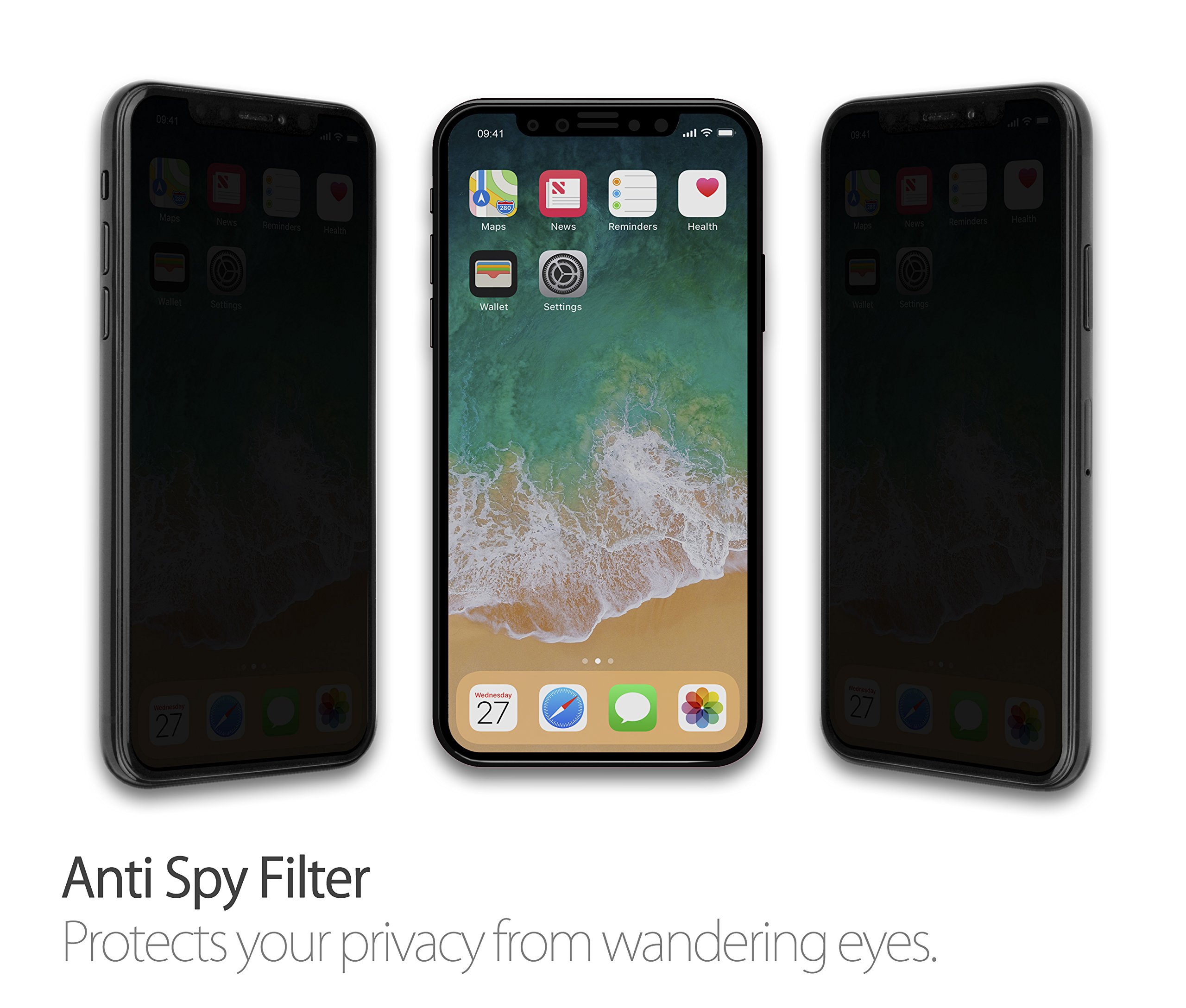 3 pezzi]Pellicola protettiva per la privacy Pellicola proteggi schermo in vetro temperato antispy, per iPhone 11 Pellicola proteggi schermo 11pro X XS XR-Per iPhone 7 8 PLUS
