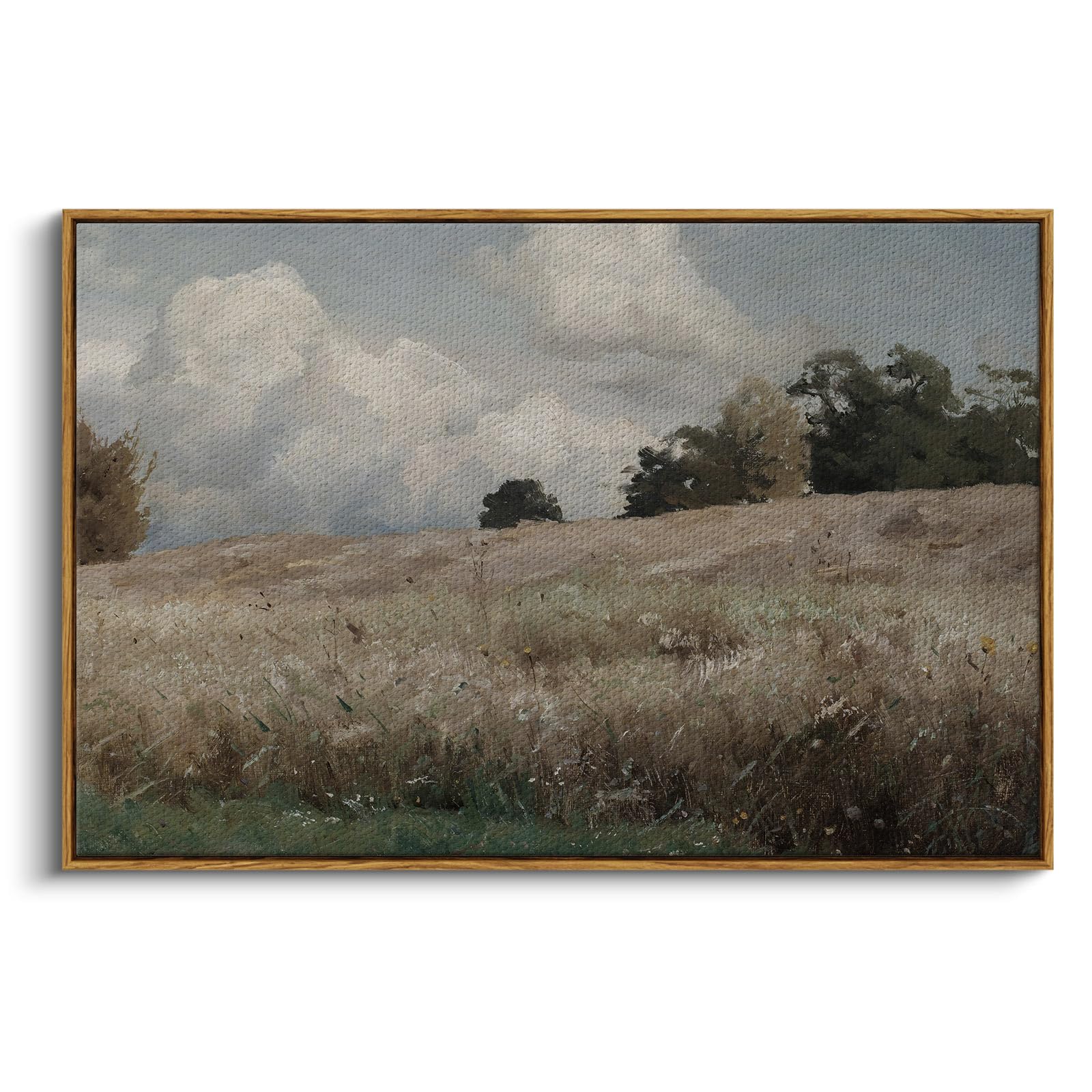 InSimSea Framed Canvas Wall Art Vintage Decor, Farmhouse Scenery Vast Field Grassland Paintings, Large Prints, Nature Landscape Wall Decoration for Living Room Bedroom Bathroom, 24"x36"