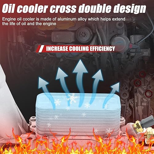 Miniatura 7 de Enfriador de aceite de motor de aluminio 926-959 para Jeep Cherokee Wrangler JK, Chrysler 300 Pacifica, Dodge Durango Journey Charger Challenger