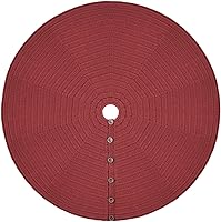 Vista 1 de Falda de árbol de Navidad de punto acanalado de 36 pulgadas con botones de roble, borgoña