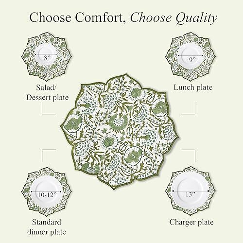 Miniatura 3 de CPC - Juego de 4 manteles individuales de algodón, hechos a mano, doble capa, lavables a máquina, manteles individuales de tela festoneada y