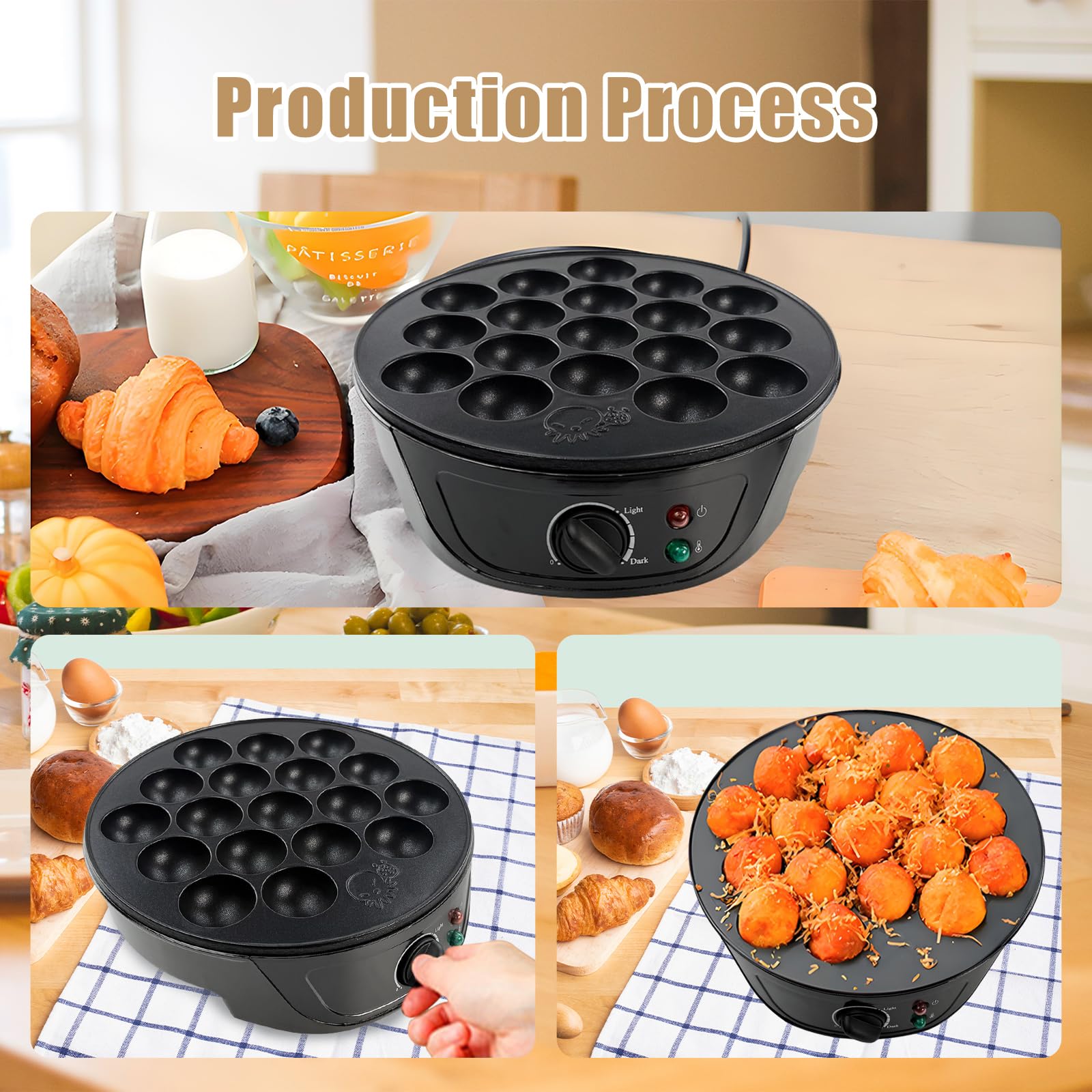 Takoyaki Maker 750W 18 fori Antiaderente 220-240V Macchina per Palline di Polpo Giapponesi