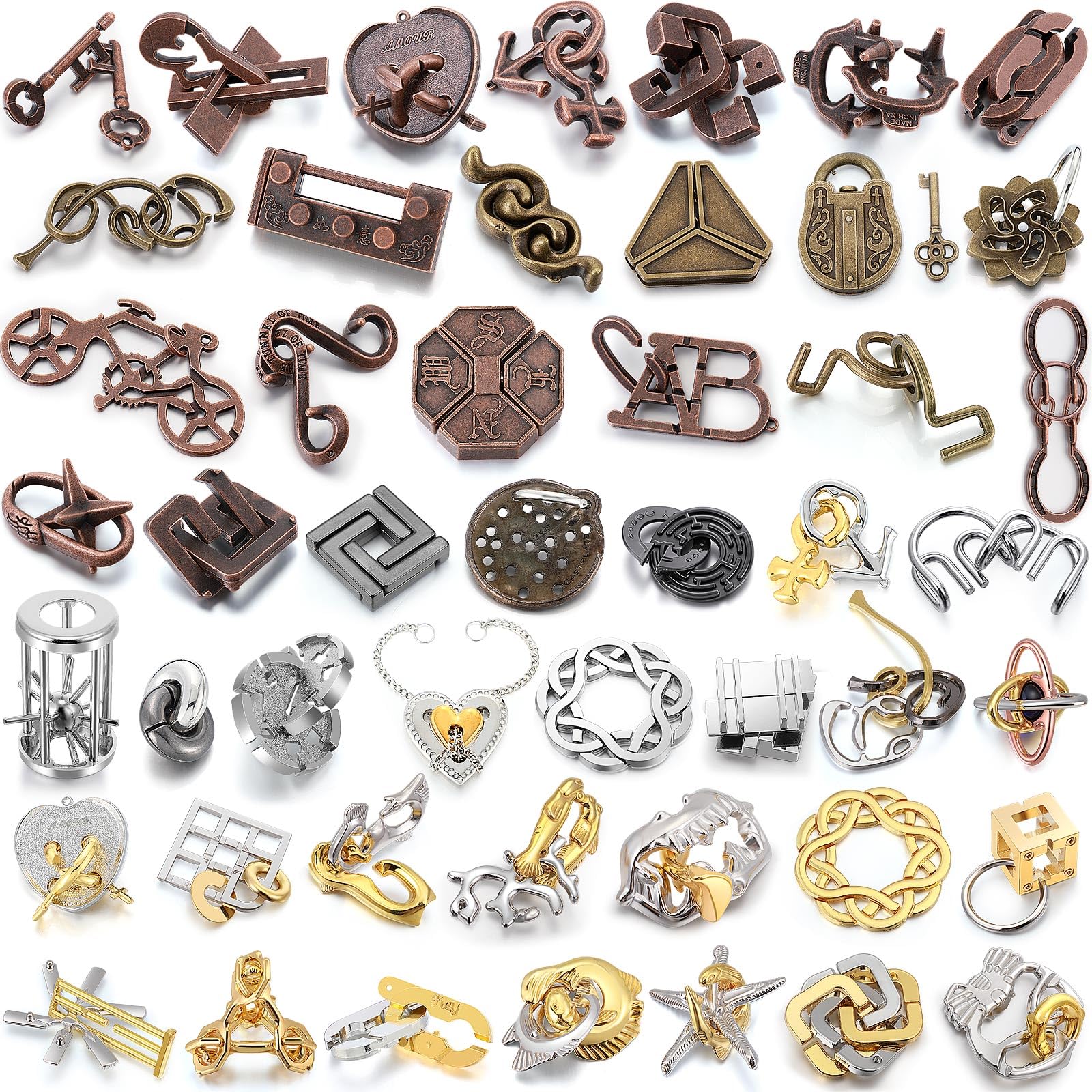 Amazon.com: Yilloog 48 Pcs 3D Metal Puzzles Difficult Metal Brain