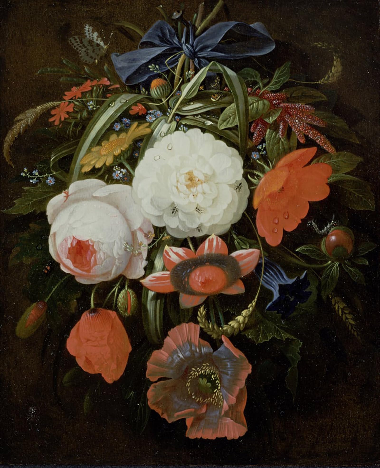 Serendipitp No Frame Vintage Wall Art Canvas Nordic Poster Canvas Print Picture Still Life Of Hanging Flowers By Abraham Mignon Wall Art Poster For Home Decor 60X90cm