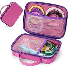 3D Pen Case for Scrib3d P1 Advanced, 3D Doodler Pro Flow, MYNT3D Super Professional Printing, PIKA3D PRO, Extra Mesh Pocket Fit PLA Filament, Stencil Book and Project Guide, Pink PurpleBox Only