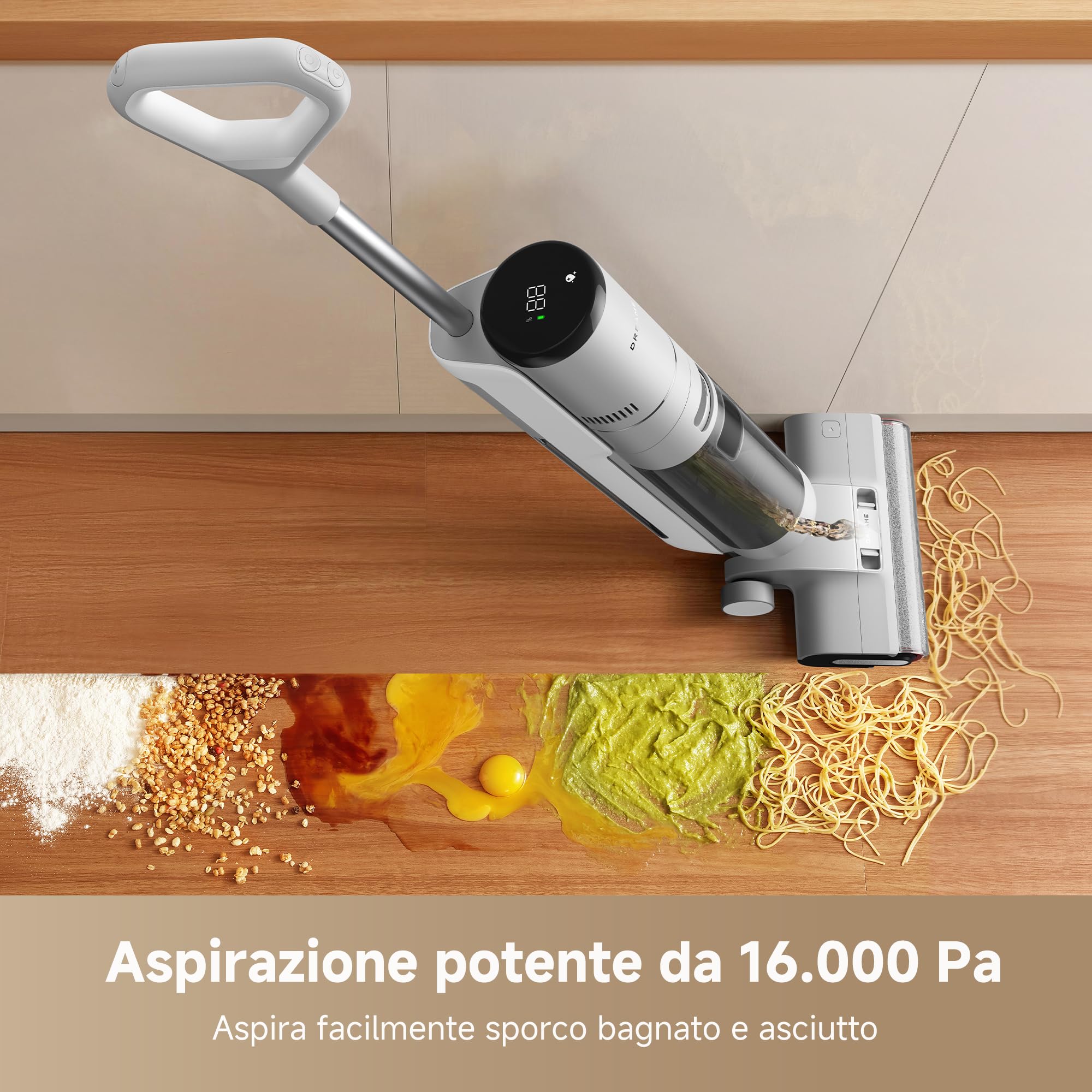 DREAME G10 Pro Aspirapolvere Lavapavimenti, Aspirazione da 16.000 Pa, Spazzola che Pulisce sui Due Lati, Pulizia Automatica con Doppia Rotazione, Autonomia di 35 Min, Ampio Display LED, 75 dBA