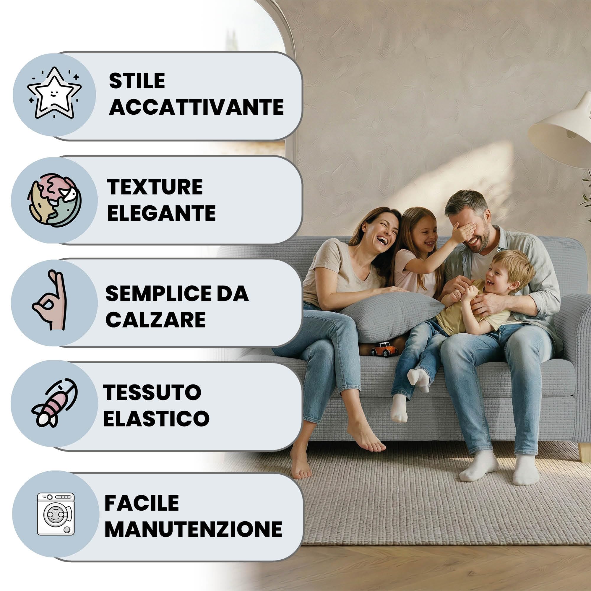 Italian Bed Linen Leslie elastyczny pokrowiec na sofę, jasnoszary, 1-osobowy