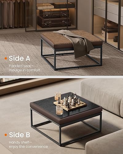 Miniatura 5 de SONGMICS Home LUIZ Collection - Otomana, mesa de centro cuadrada, reposapiés, parte superior reversible, asiento acolchado, mesa auxiliar,