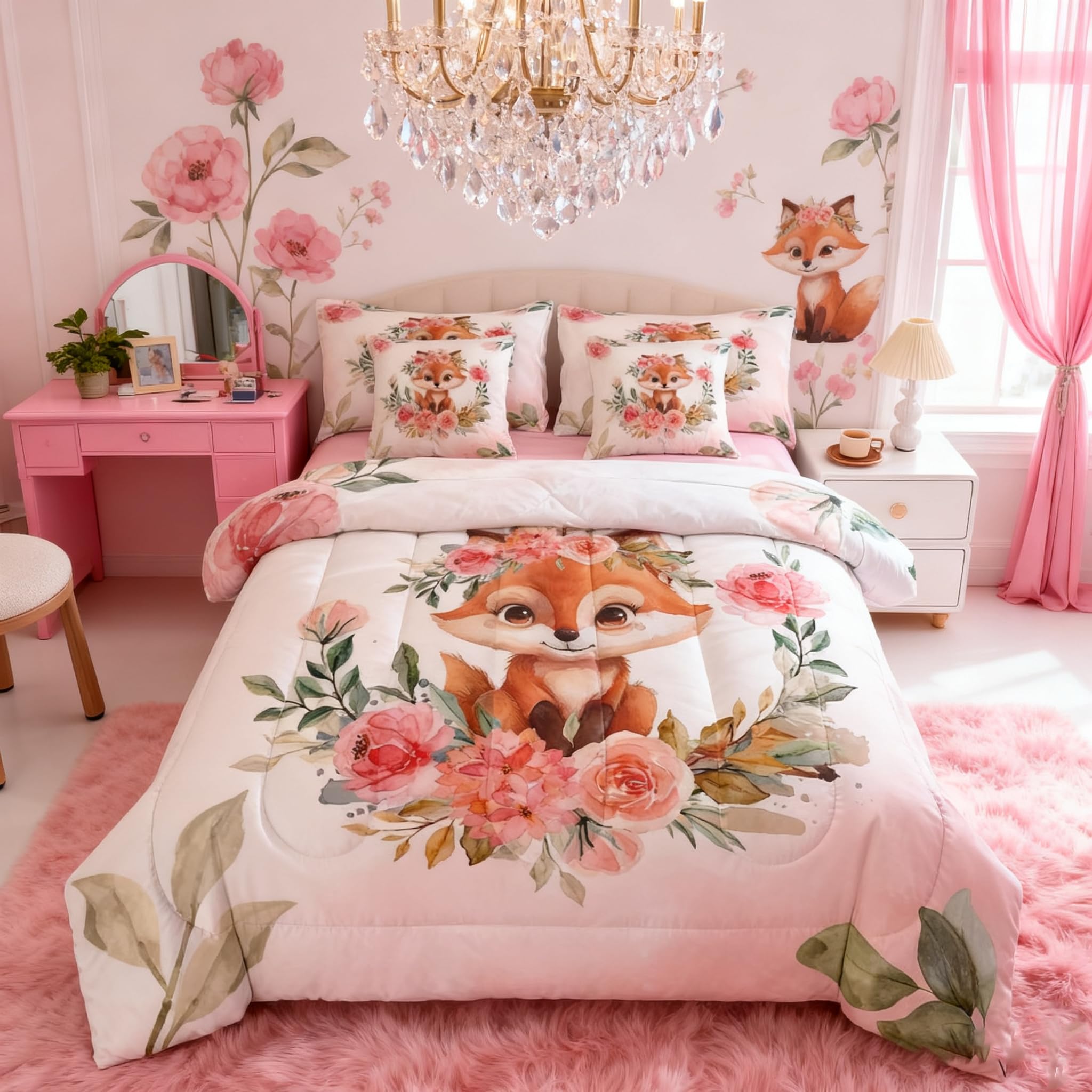 Parure de lit complète avec draps et couette assortis pour lit une place