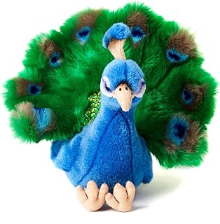 Uni-Toys - Pfau - 19 cm (Höhe) - Plüsch-Vogel - Plüschtier, Kuscheltier