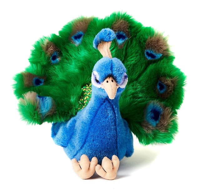 Uni-Toys - Pavo Real - 19 cm (Altura) - Pájaro de Peluche - Peluche