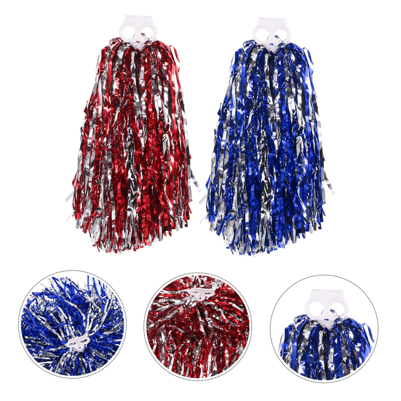 Abaodam 2sets Reusable Cheerleader Poms Pom Bulk Cheerleading Props Easy-use Handle for Parties 4pcs*2