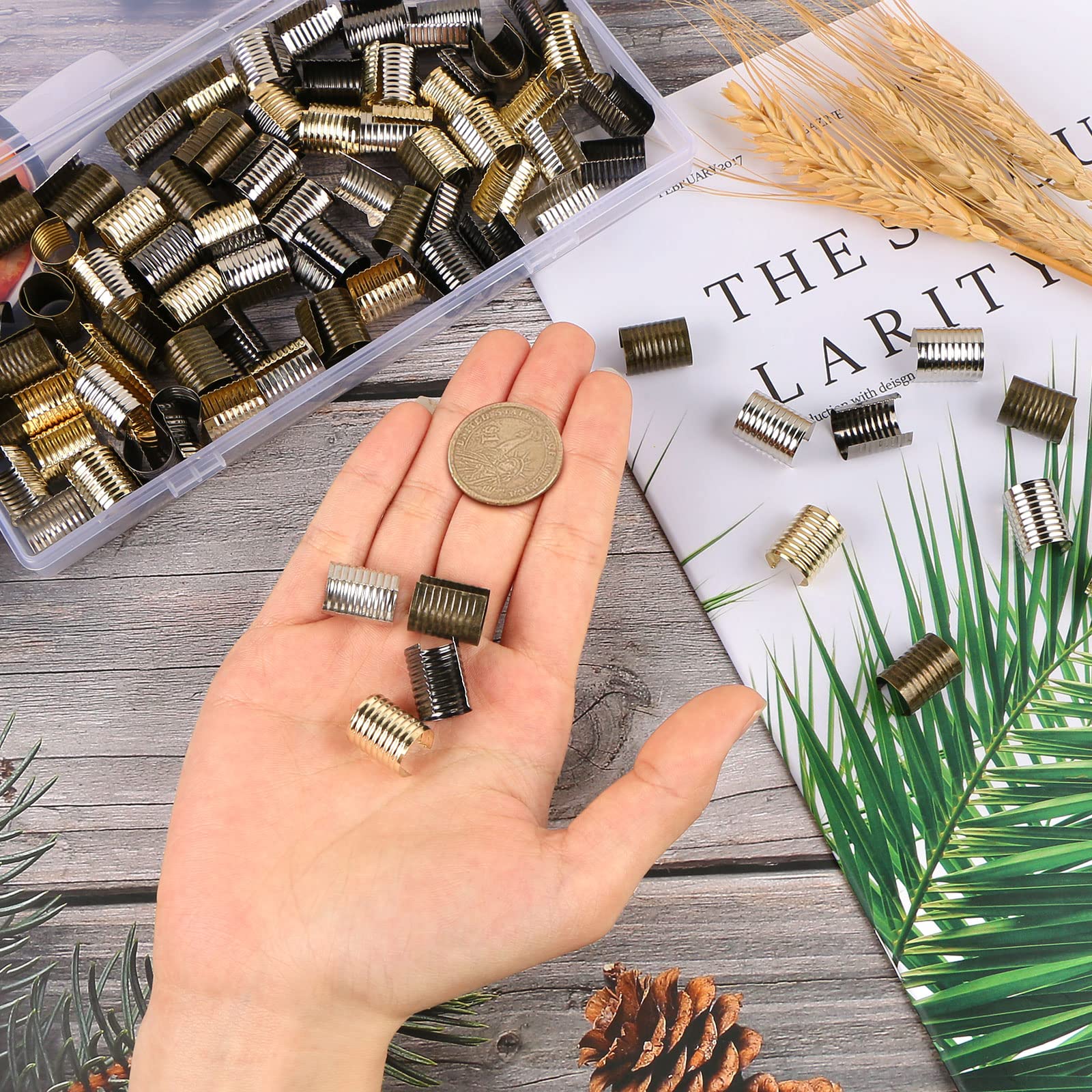 Cord End Clamps PATIKIL 120-Pack Leather Crimp Tubes –