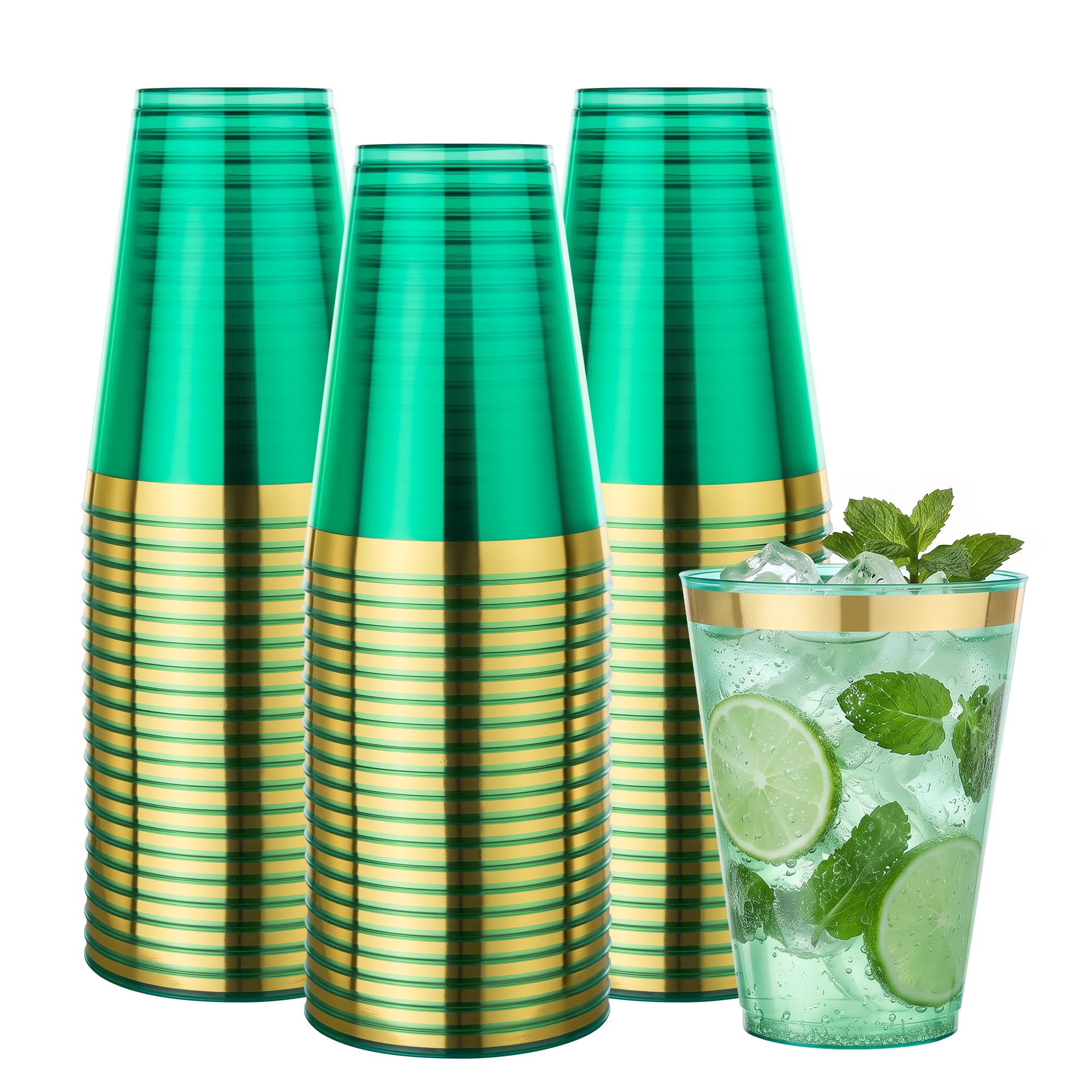Goodluck 100PCS 9oz Gold Plastic Cups for Party, Disposable Gold Rim Cups — Amazon image 22