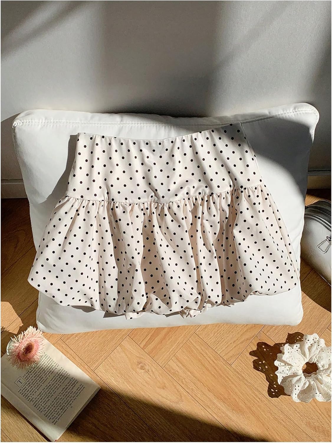 Milumia Women's Polka Dots Short Bubble Skirt Low Waist Ruffle Hem Mini Shirts - Image 3