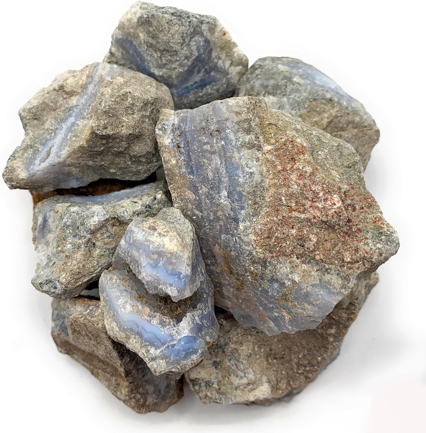 1 lb Rough Blue Lace Agate - Large 1"+ Raw Natural Stones for Arts, Crafts, Tumbling, Cabbing, Polishing, Wire Wrapping, Wicca and Reiki Crystal Healing
