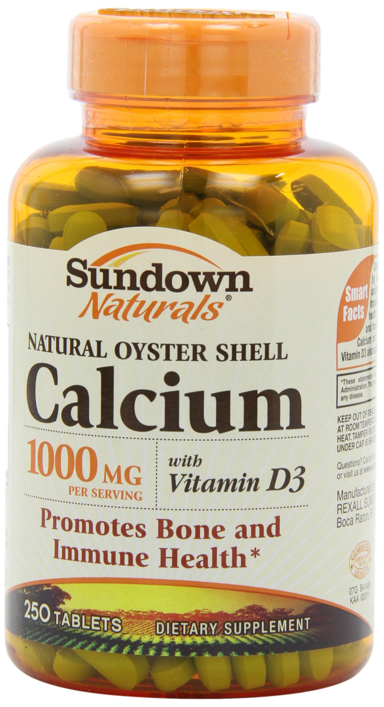 Sundown Calcium Oyster Shell 1000 Mg + D Tablets, 250 Count