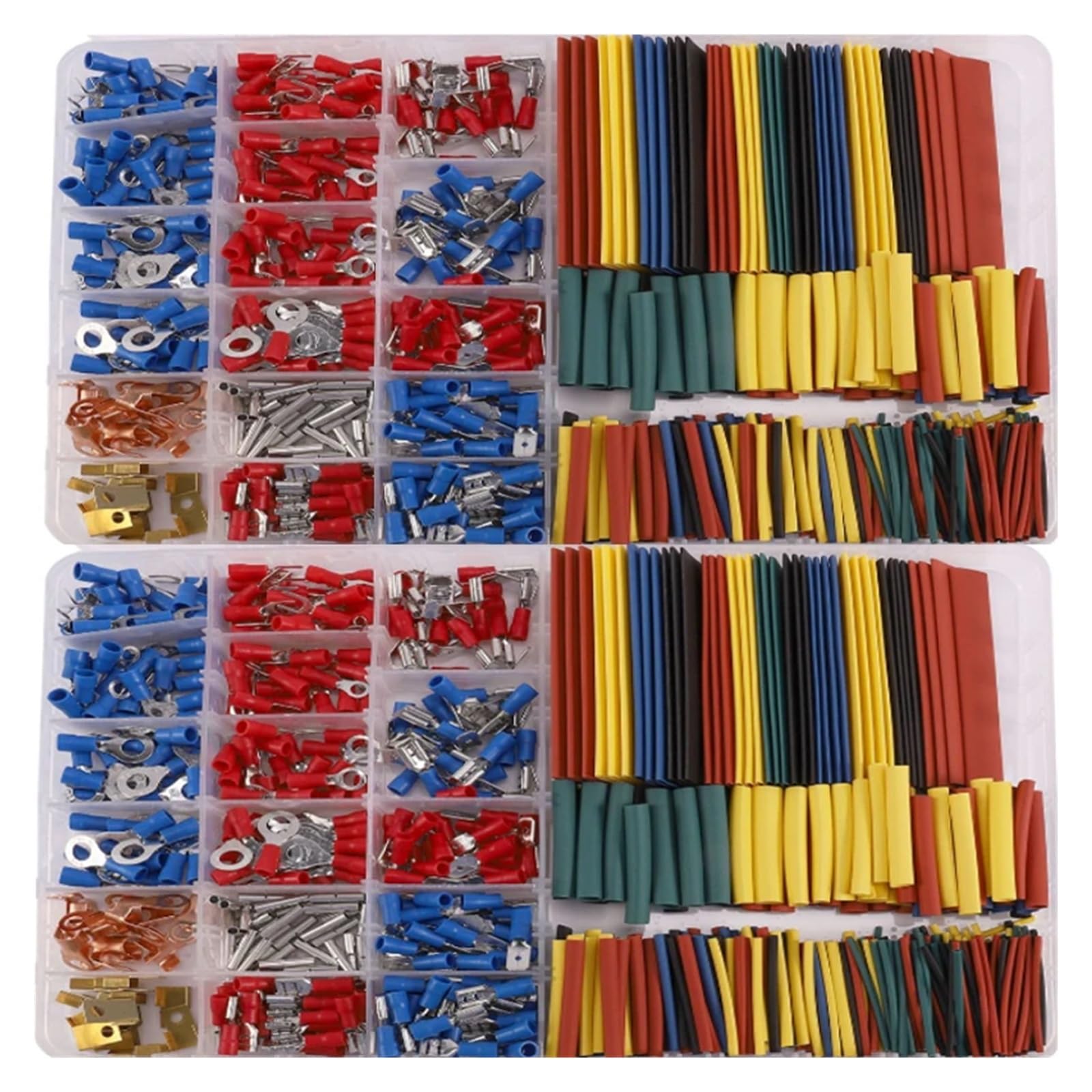 Juego de 678 fundas termorretráctiles for cables eléctricos de coche, conectores de crimpado aislados, kit de pala con caja