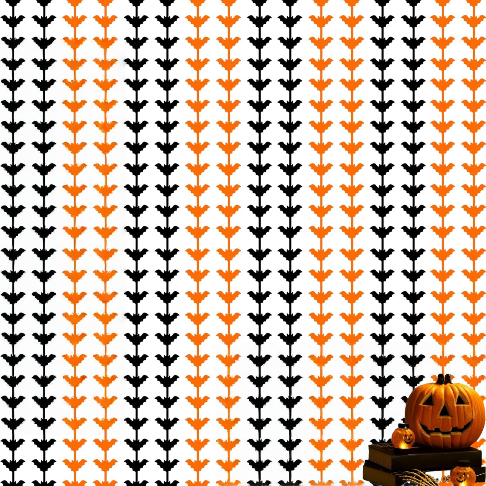 2 Pack Halloween Decorations - Black & Orange Bat Fringe Curtain Backdrop for Door, Party & Photo Booth - Glitter Tinsel Streamers for Halloween, Birthday & Wedding Decor(Bat)