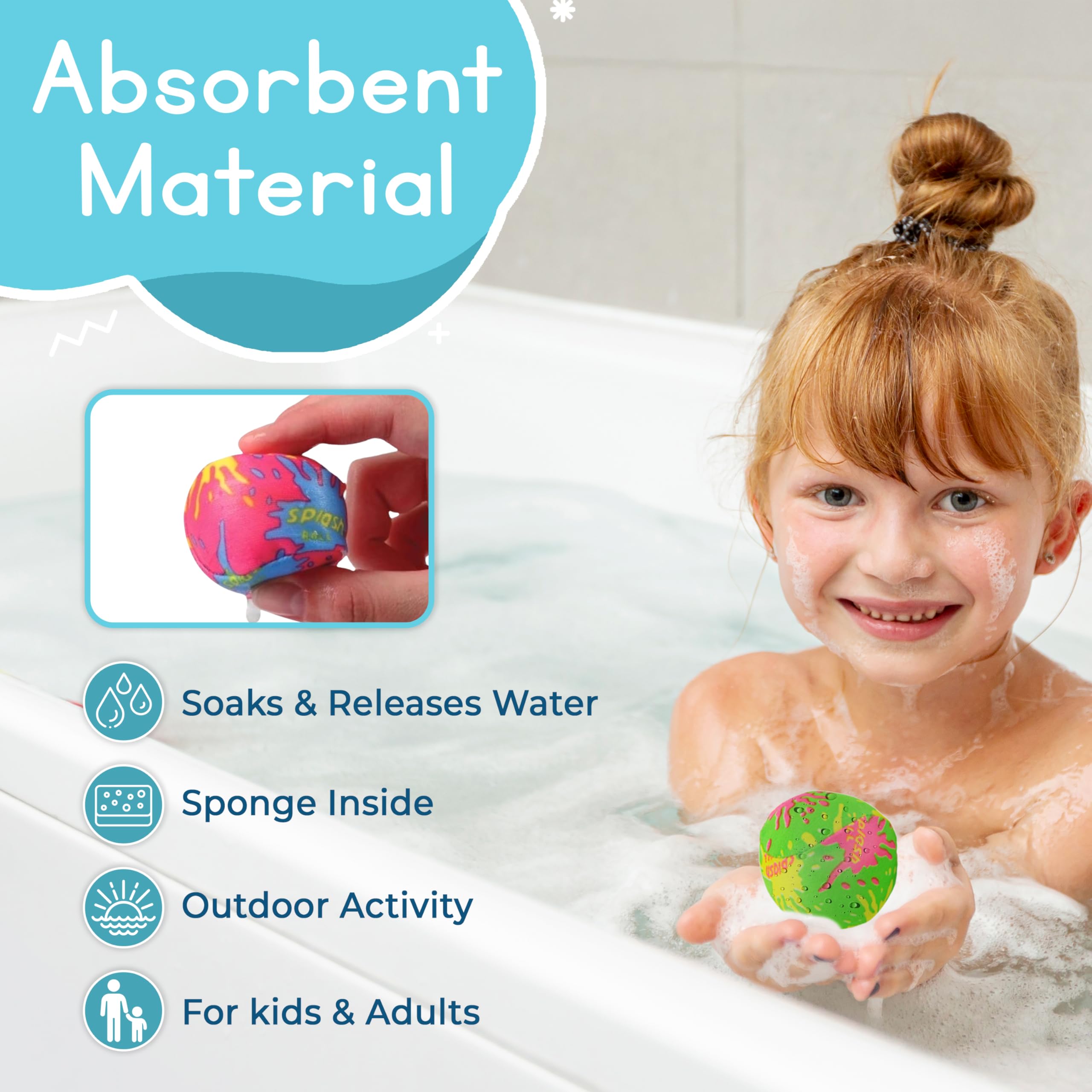Paquete de 24 bolas de agua de 2 pulgadas, mini bola absorbente de agua, juguetes de piscina para niños, actividades de juego de lucha de agua al aire libre para niños, recuerdos de 4
