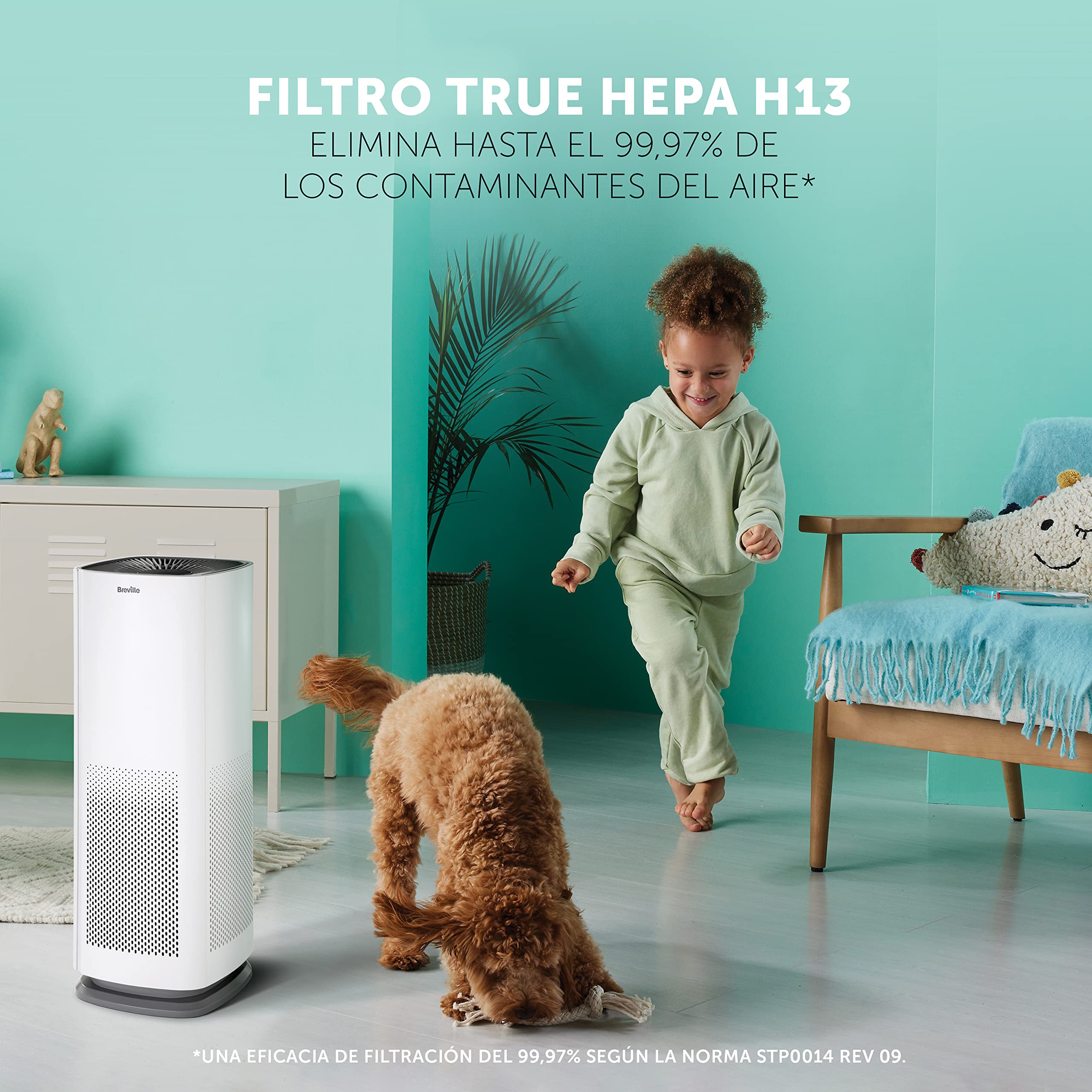 Breville filtro True HEPA H13 3 en 1 de 360° para purificador de aire | Elimina hasta el 99,97 % del polvo, el humo y el polen, etc. | Para los purificadores de aire BAP007X y BAP009X de Breville