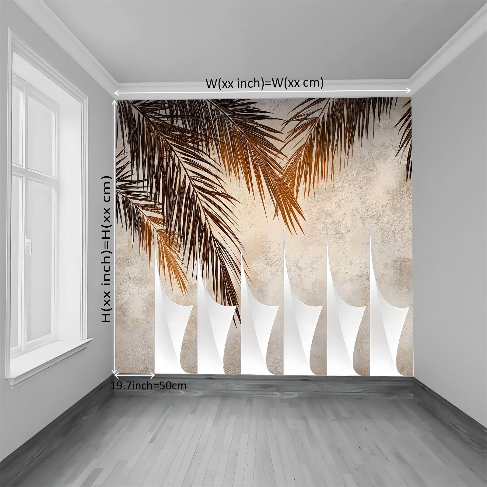Shabby Chic Papel Pintado Mural de Pared 250 x 175 cm Decoración Moderna, Planta Palmera Hojas De Árboles Rayas Diseño de Pared para Salón Dormitorio Oficina Pasillo Póster