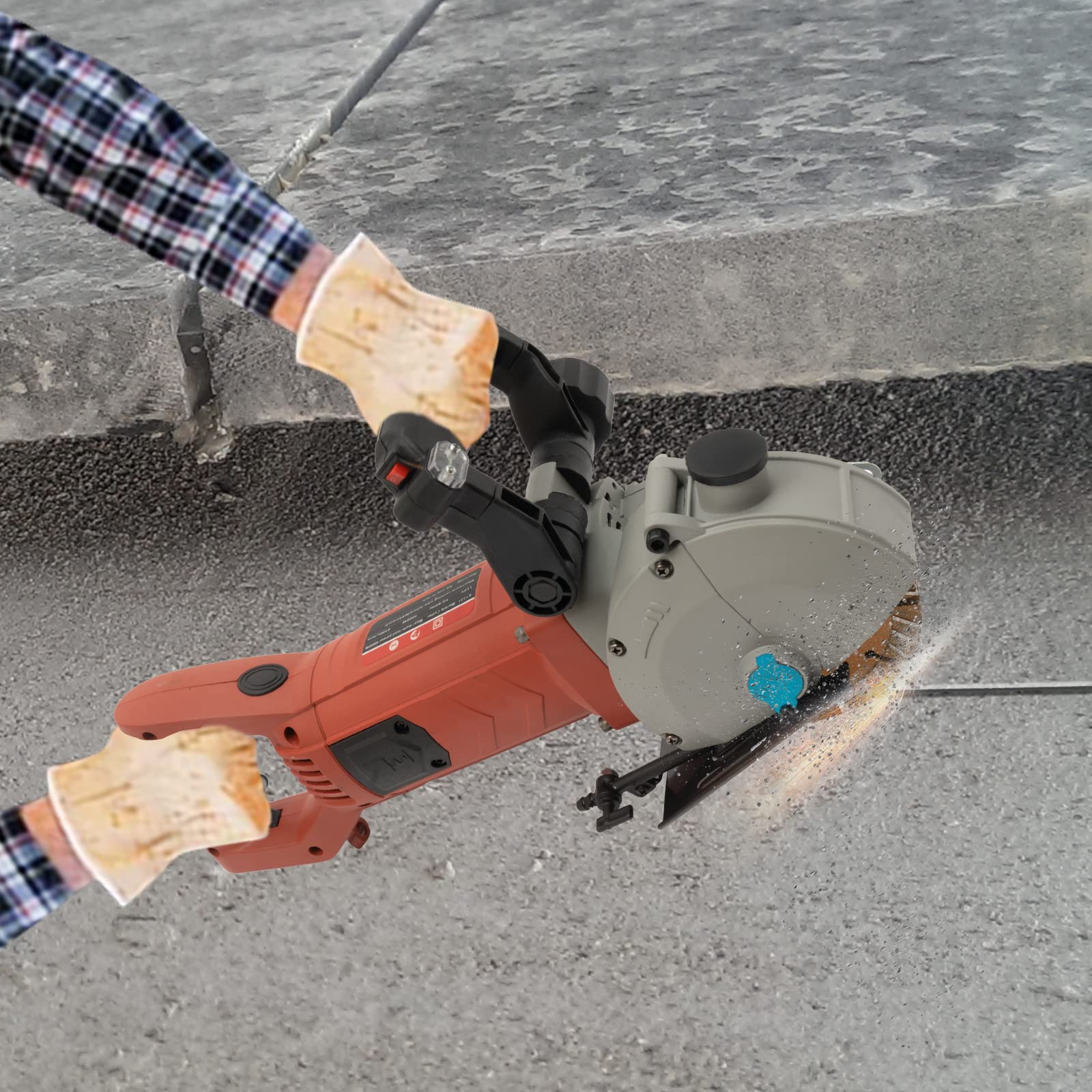 Fresa ranuradora de pared – 4800 W motor de cobre completo – 6200 rpm – hormigón ladrillo acero – para construcción y decoración – Incluye aspiración de polvo y bomba