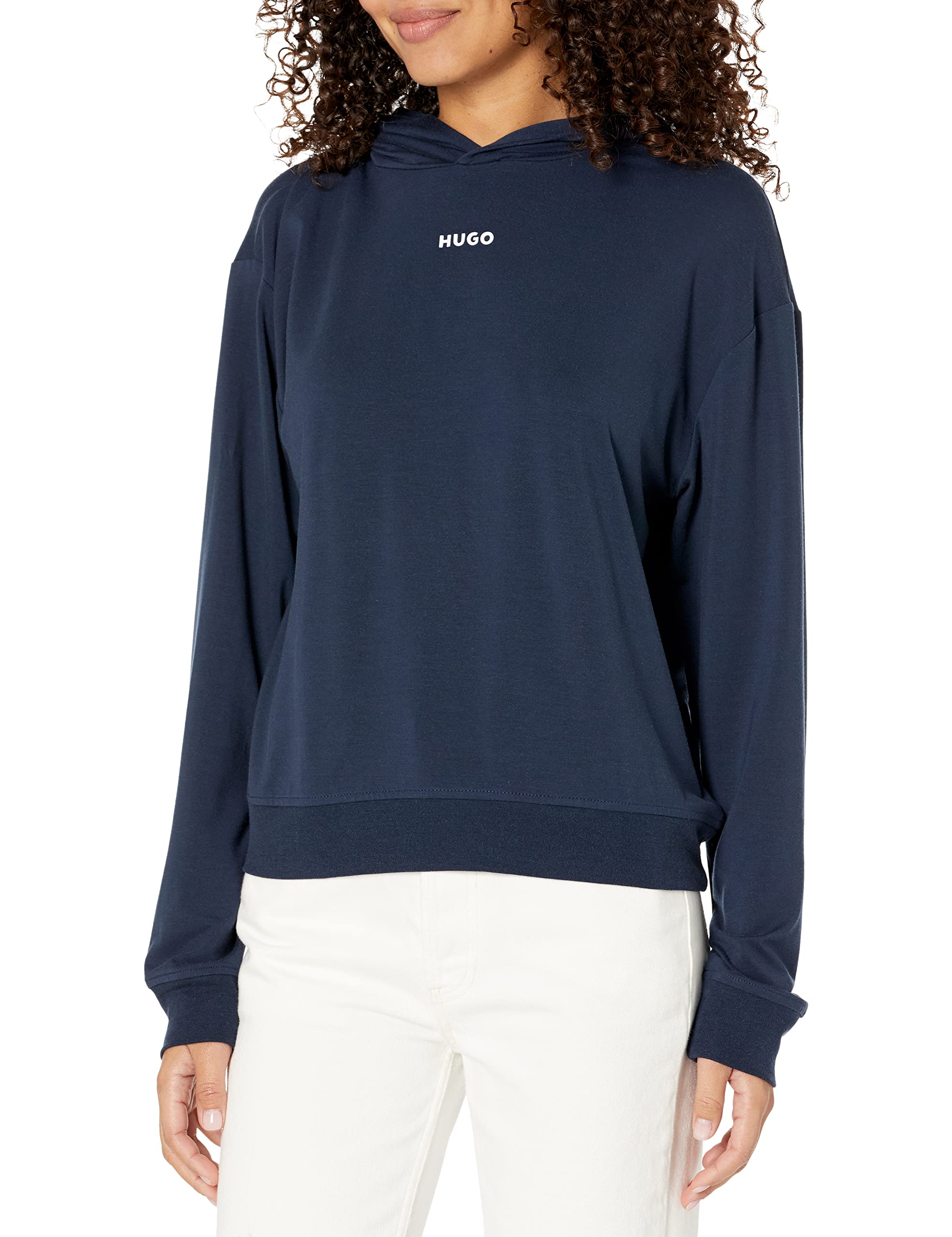 HUGOWomen's Jersey Center Logo Lounge Hooded Sweatshirt
