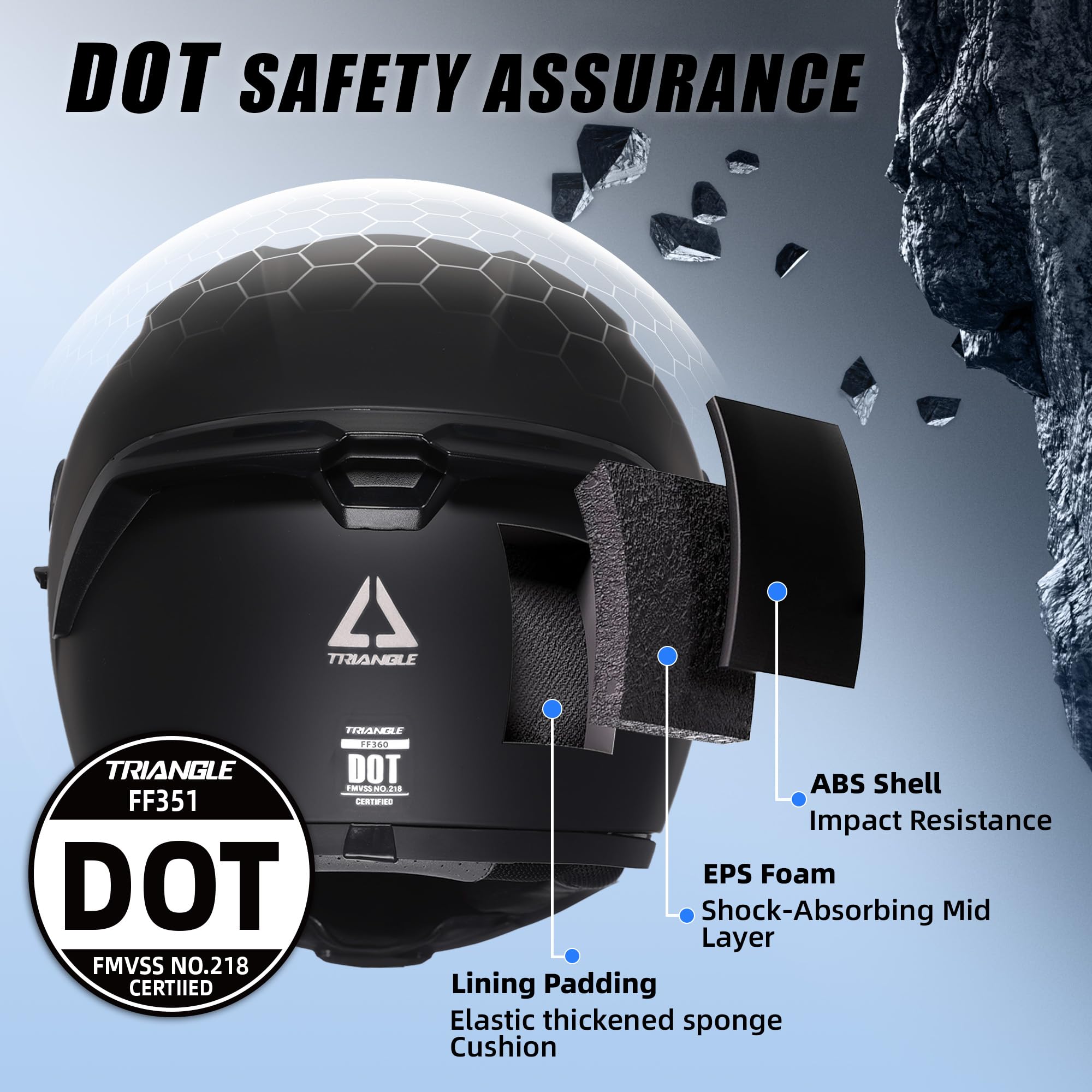 Amazon.com: TRIANGLE Motorcycle Helmets Full face Helmet for Adults Men and Women Dual Visor with Internal Sunshield DOT Approved (Black Gray, Large) : Automotive Amazon.com: TRIANGLE Motorcycle Helmets Full face Helmet for Adults Men and Women Dual Visor with Internal Sunshield DOT Approved (Black Gray, Large) : Automotive