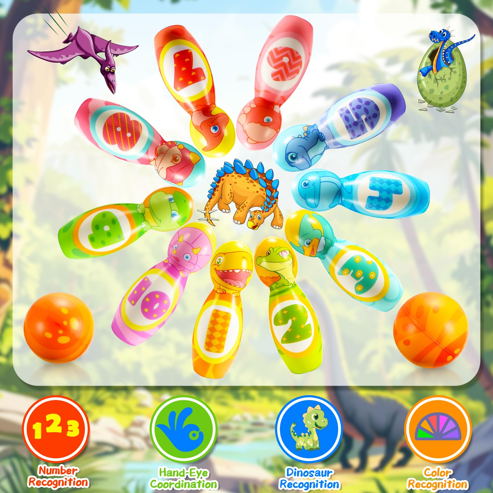Hapikids Jeux Extérieur Enfant 2 3 4 5 Ans, Set Bowling de 12 Pièces, Jouet Enfant 2 3 Ans, Bowling pour Enfants Jeux Enfant 3 Ans Cadeau Enfant 3-9 Ans Jeux Montessori 2 3 4 Ans Jeux de Quilles