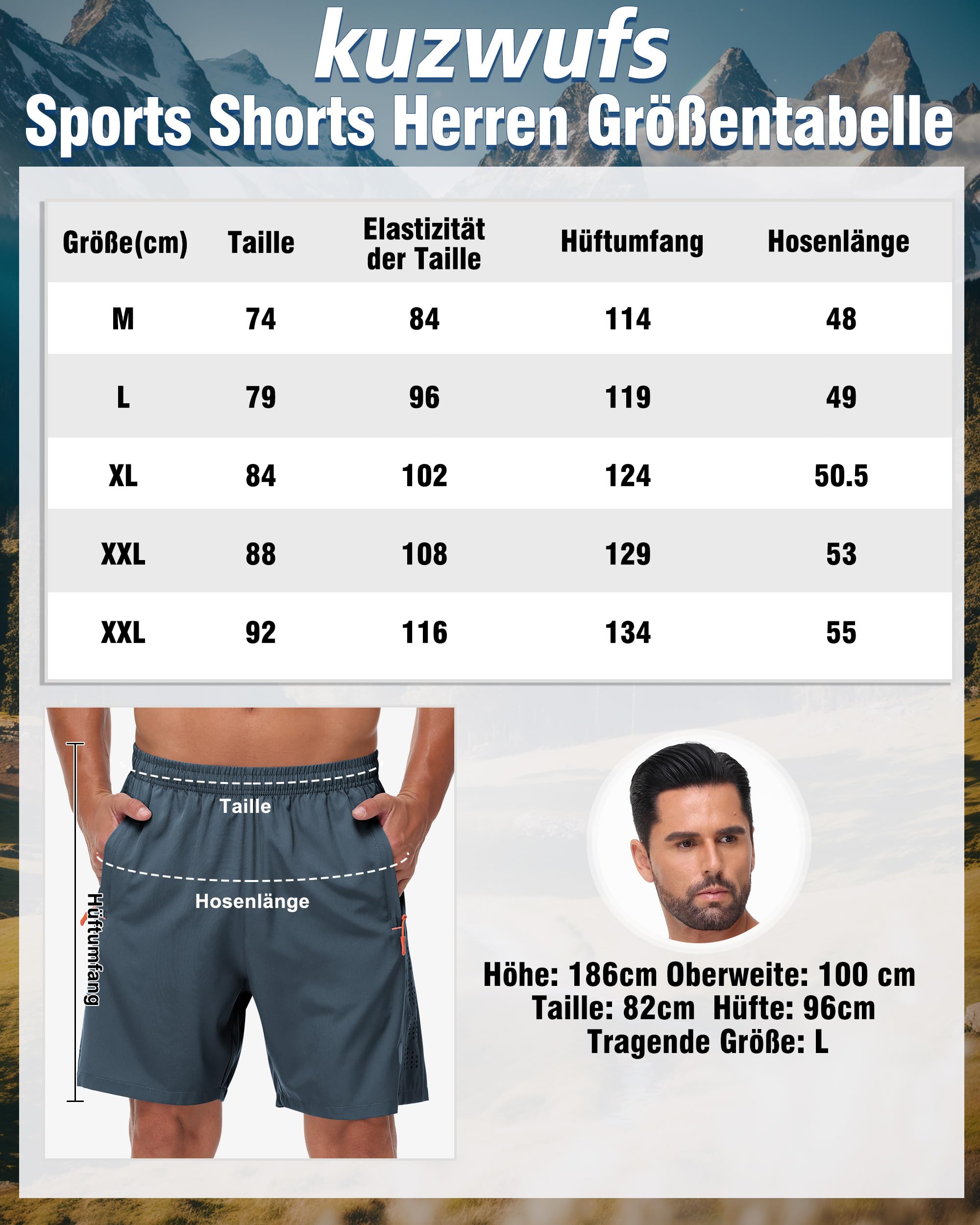 Zoofly Lot de 2 Pantalons de Sport Courts Hommes Short de Sport d'été avec Poches zippées Pantalon élastique Football Fitness Tennis Hommes